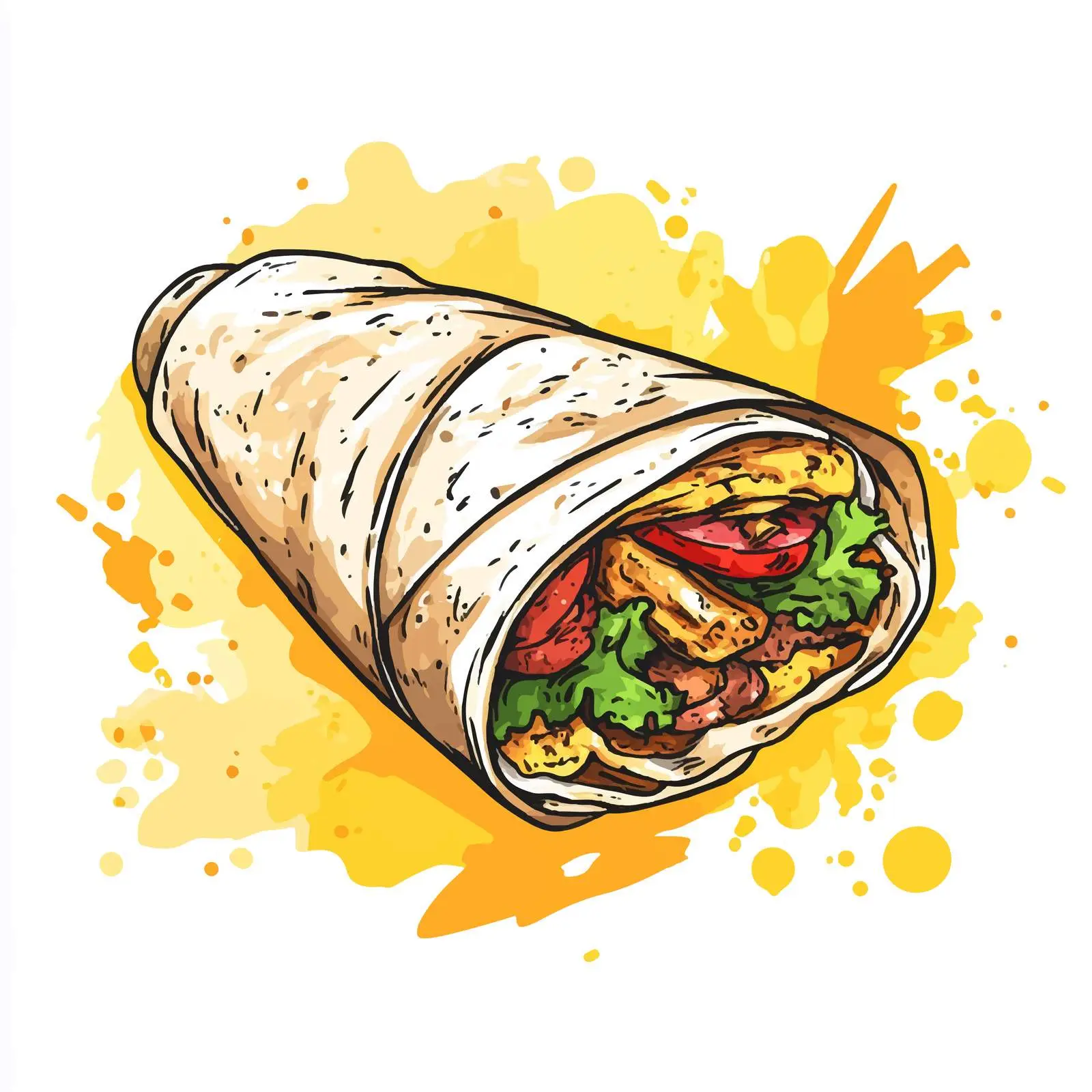 Hand-Drawn Shawarma on White Background — free download from Dotvec