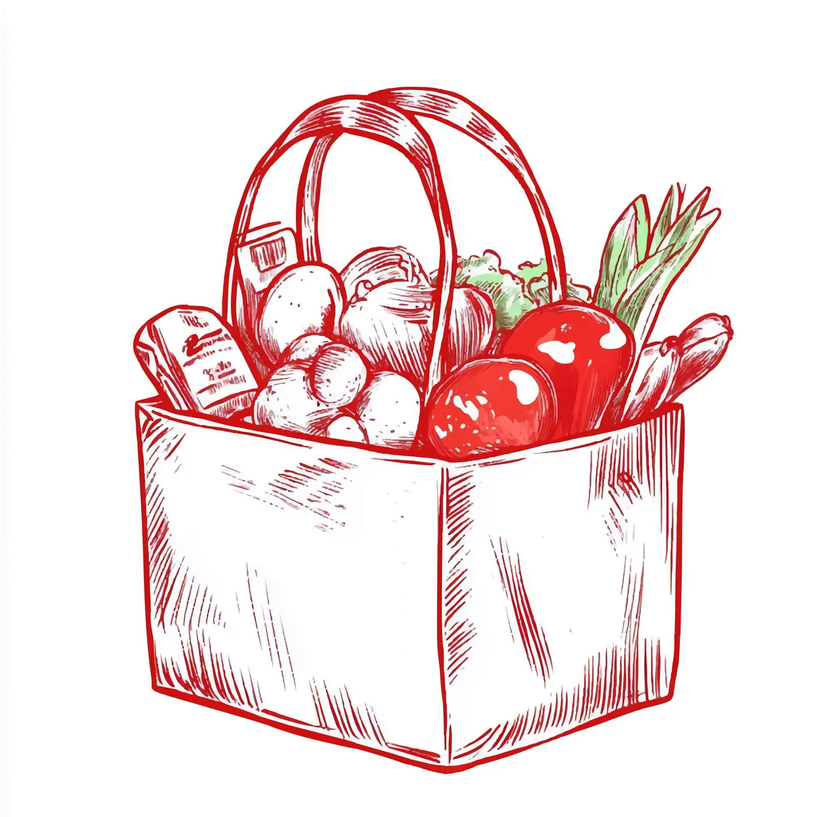 Hand-Drawn Food Shopping Bag Icon — free download from Dotvec