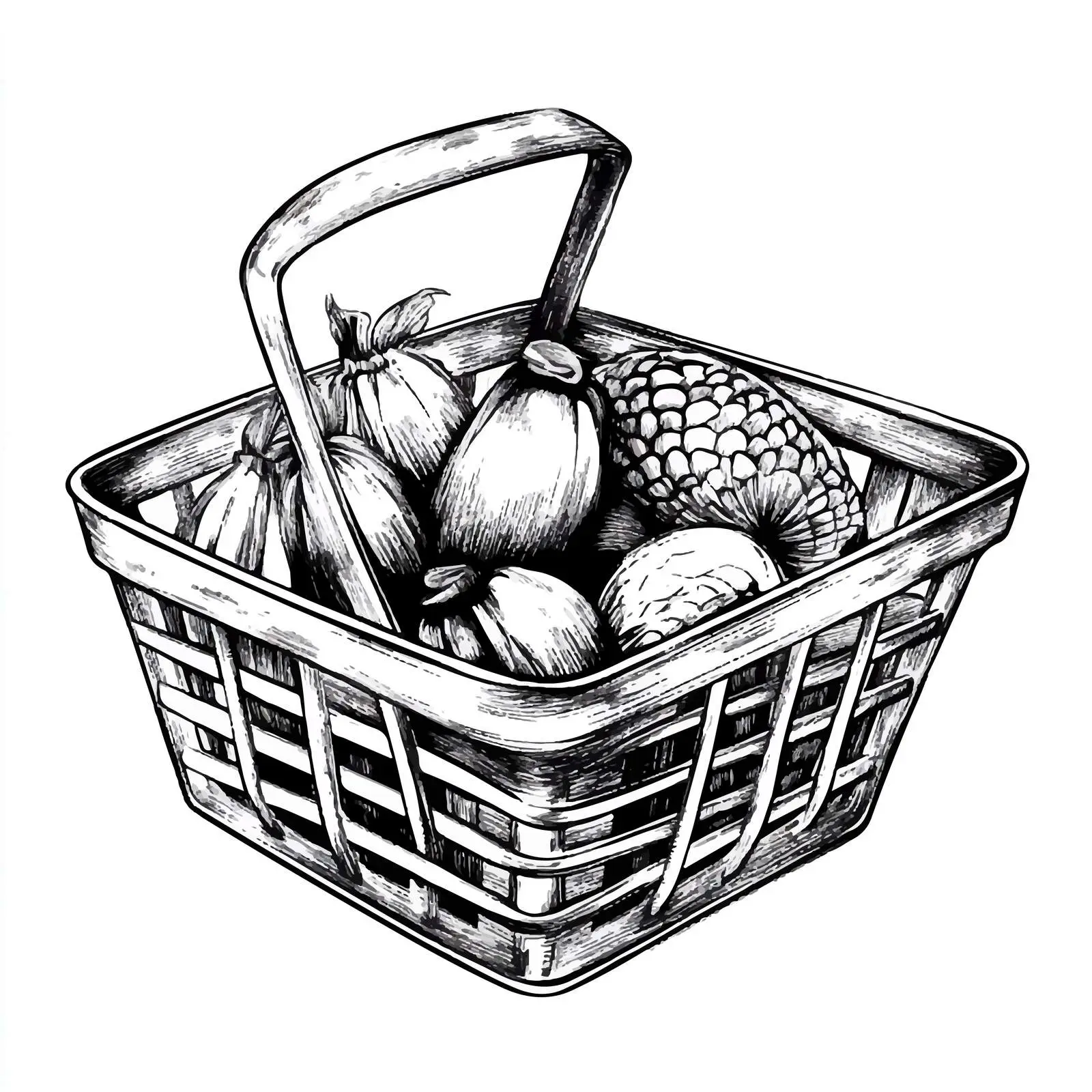 Hand Drawn Shopping Basket Sketch Design — free download from Dotvec