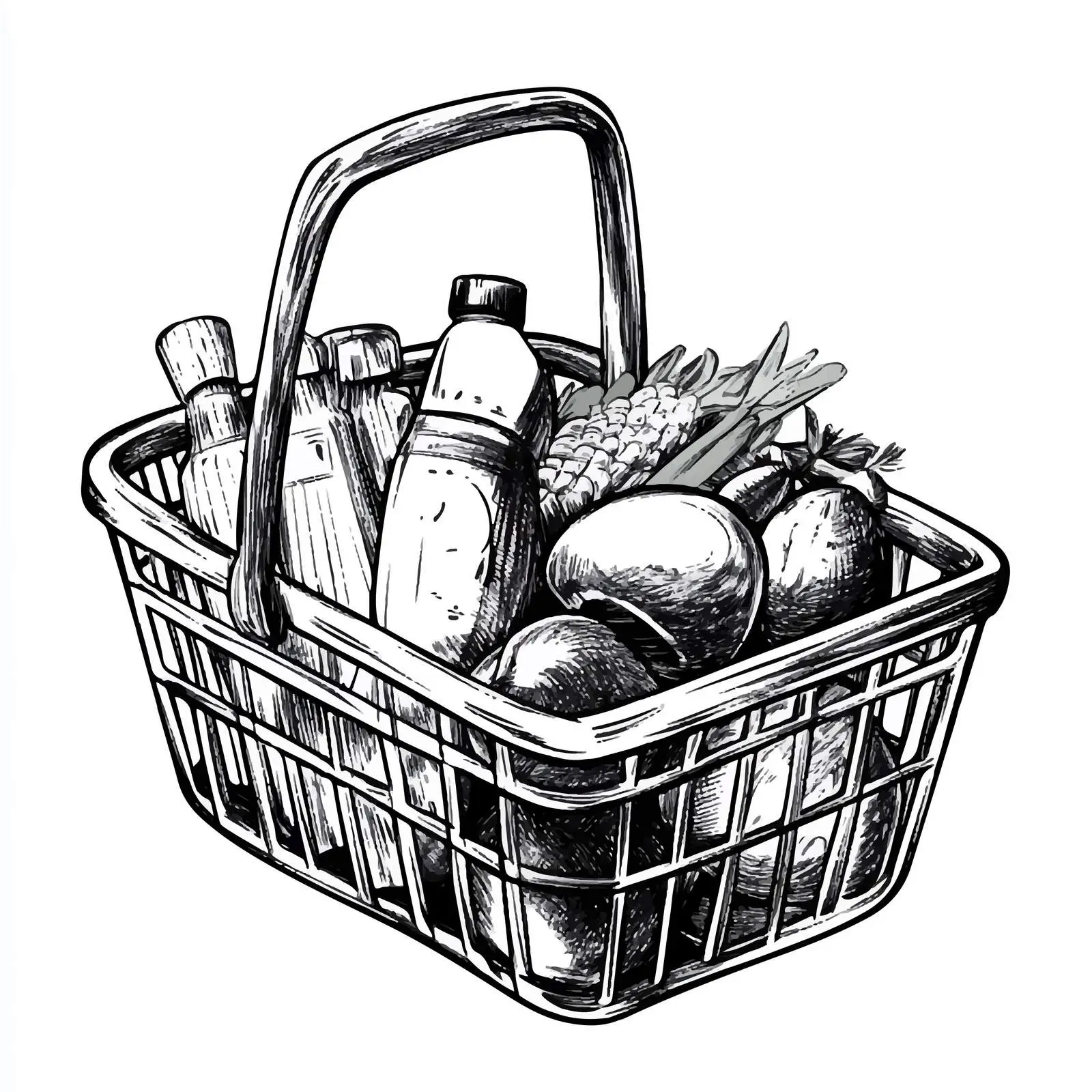 Hand Drawn Shopping Basket Sketch Vector Illustration — free download from Dotvec