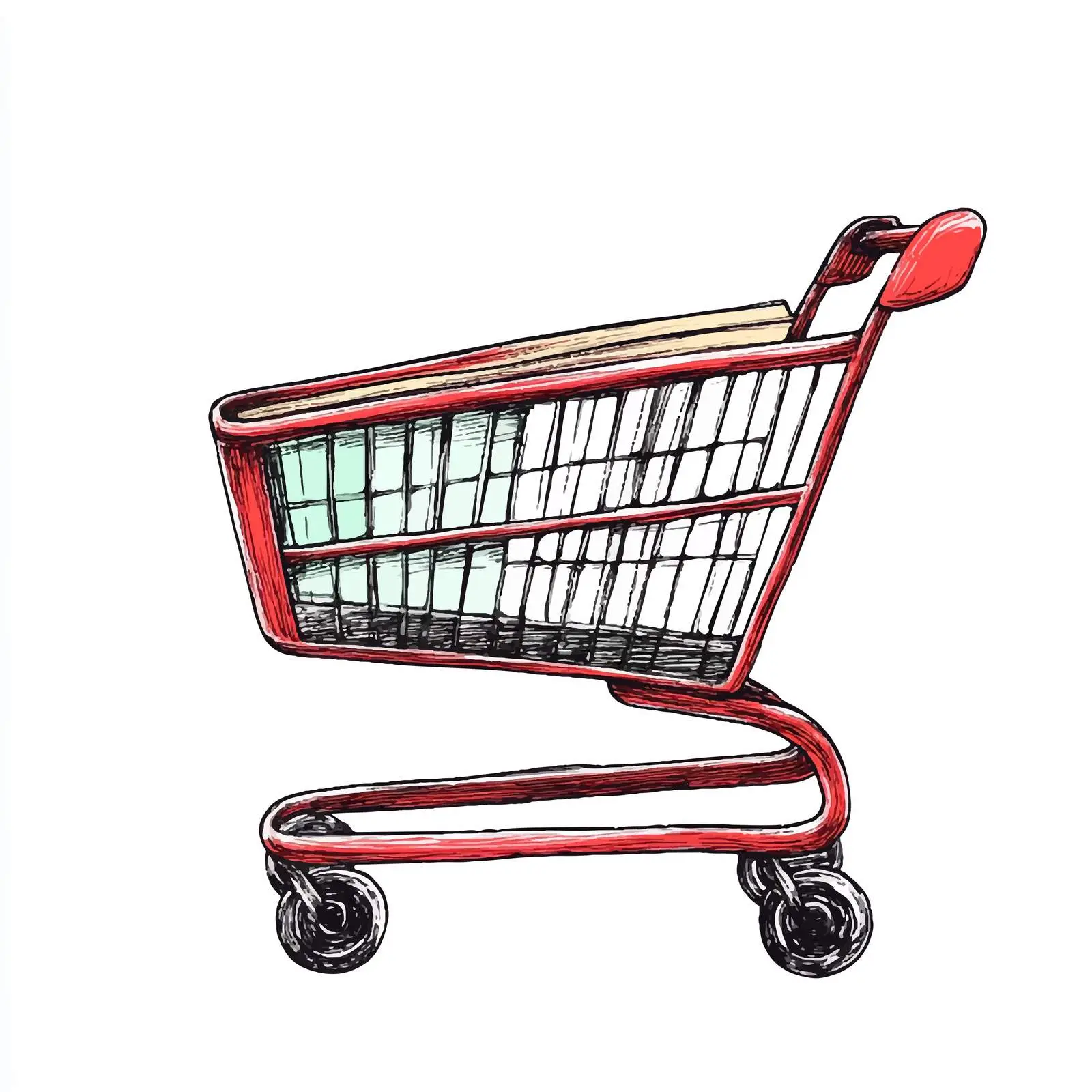 Hand Drawn Shopping Cart Sketch Symbol — free download from Dotvec