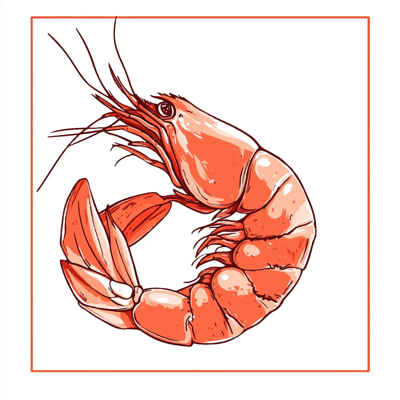 Hand-Drawn Shrimp Illustration on White Background – free prawn image from Dotvec