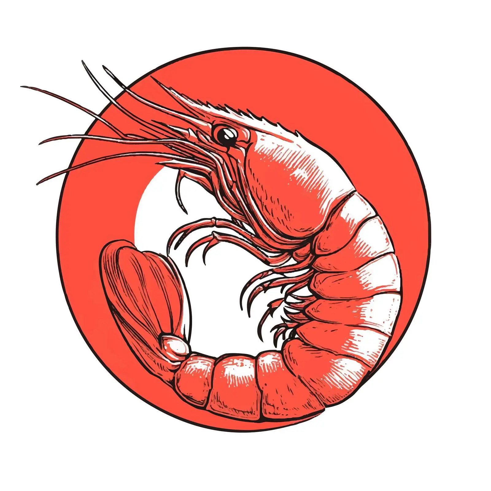 Hand-Drawn Shrimp on White Background — free download from Dotvec