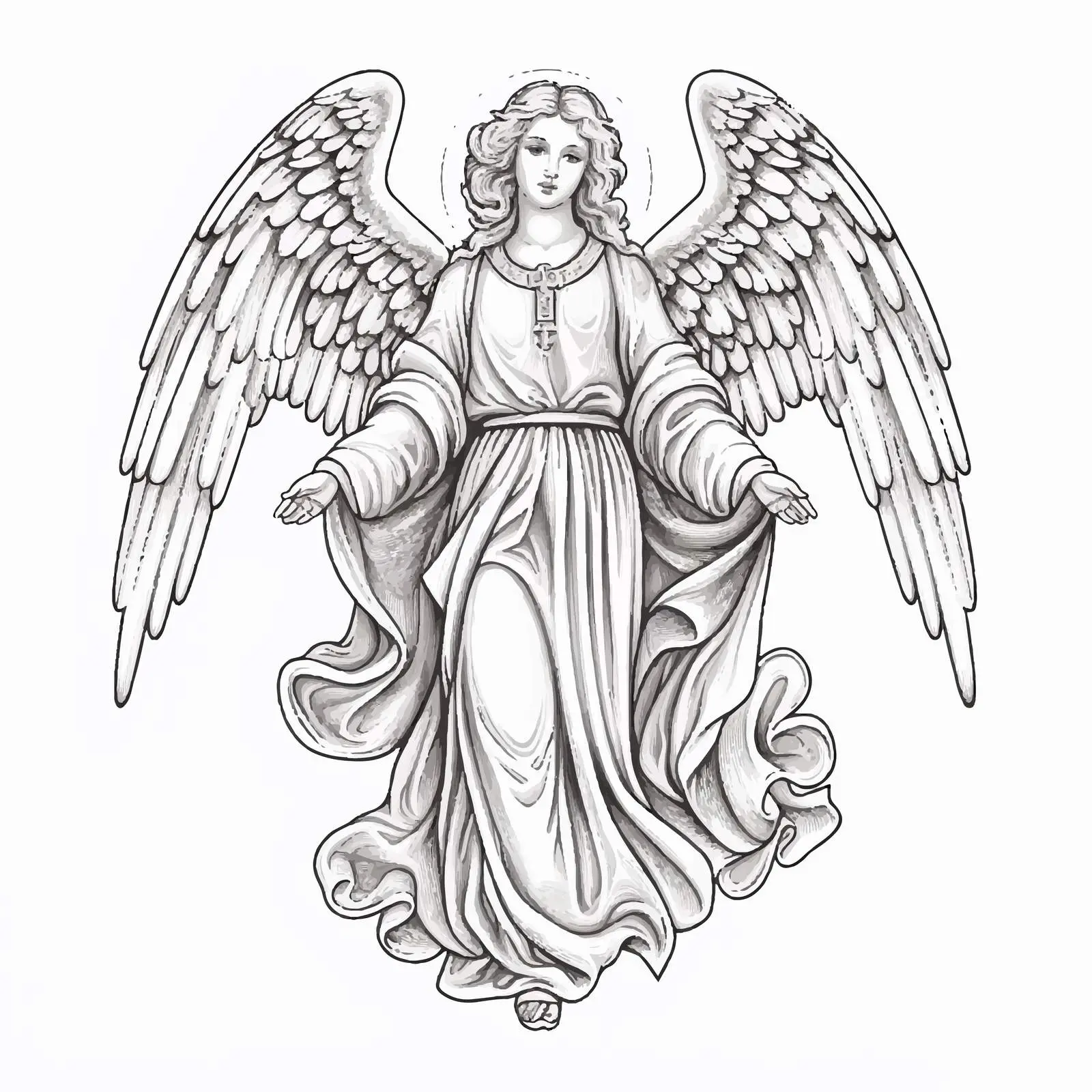 Hand-Drawn Angel Sketch in Byzantine Style — free download from Dotvec