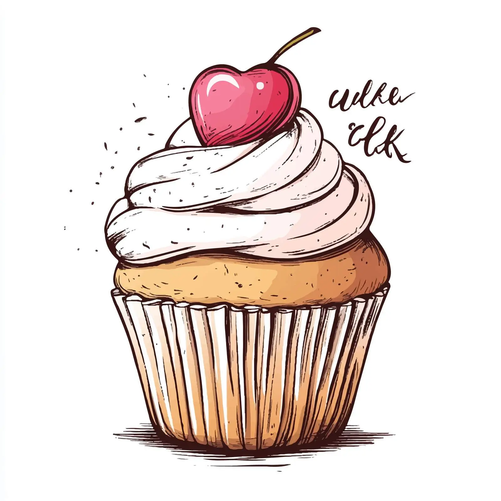 Hand-Drawn Cupcake Sketch on White Background — free download from Dotvec