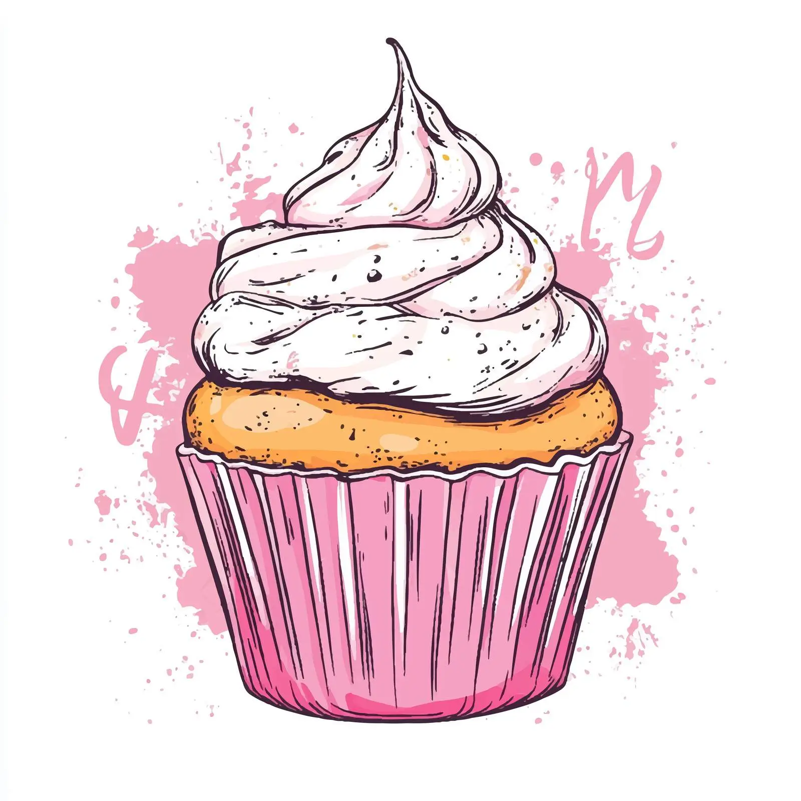 Hand-Drawn Cupcake Sketch on White Background — free download from Dotvec