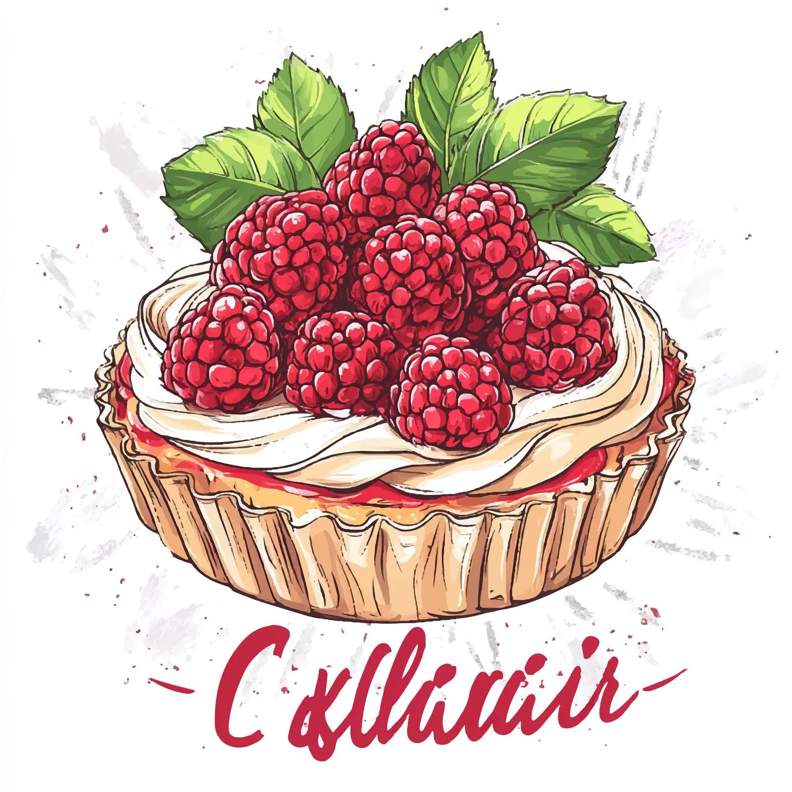 Hand-Drawn Raspberry Dessert Illustration – free raspberries image from Dotvec