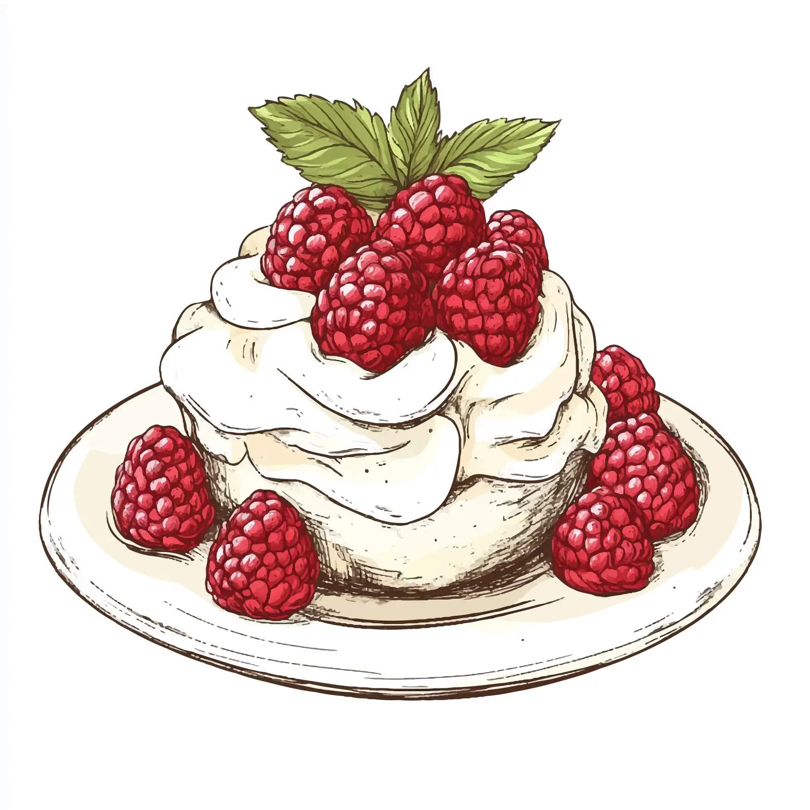 Hand-Drawn Raspberry Dessert Sketch on White Background — free download from Dotvec