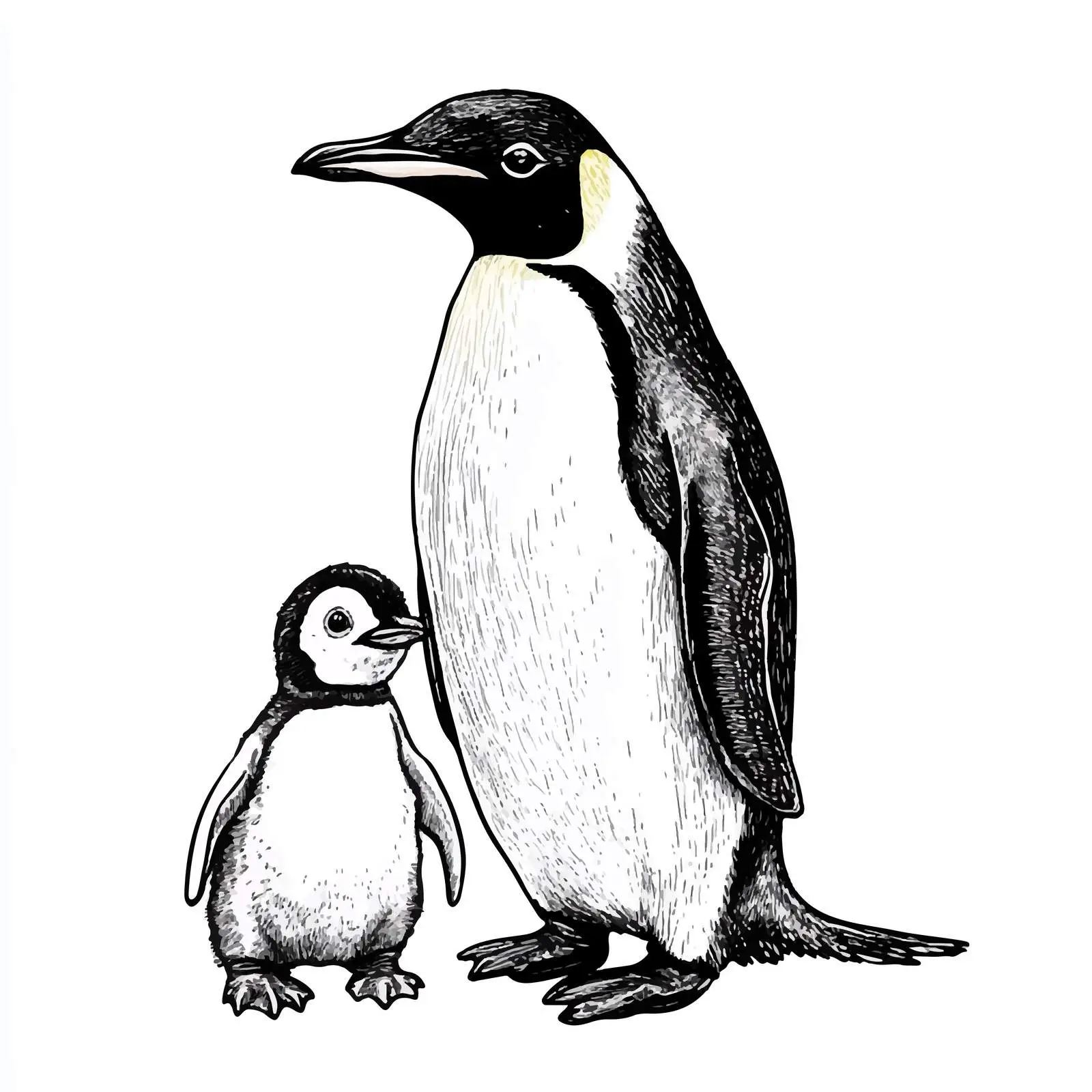 Hand-Drawn Penguin Family Illustration — free download from Dotvec
