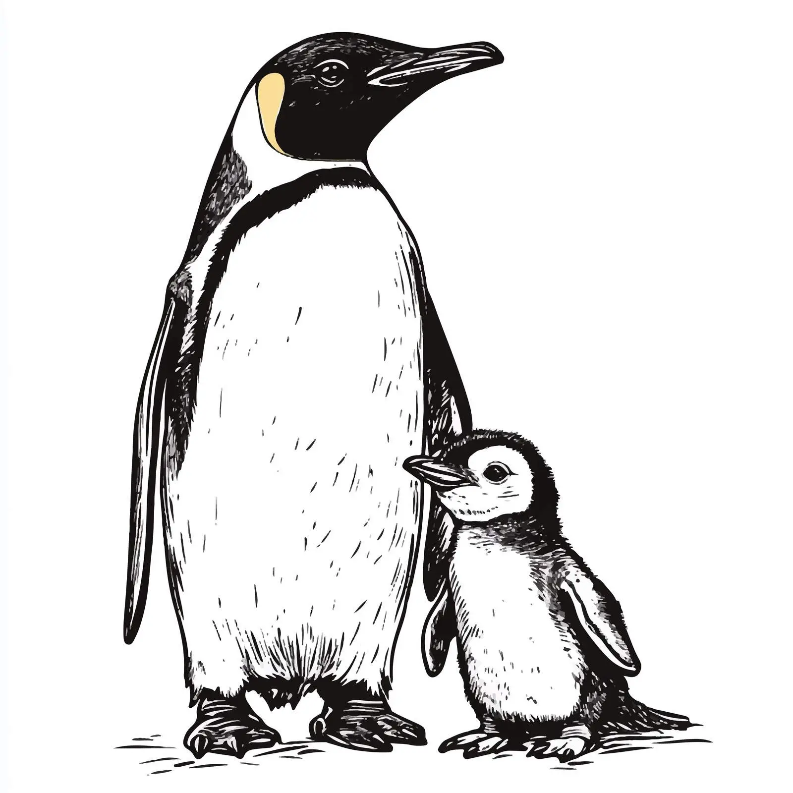 Hand Drawn Penguin Family Illustration – free cute pen image from Dotvec