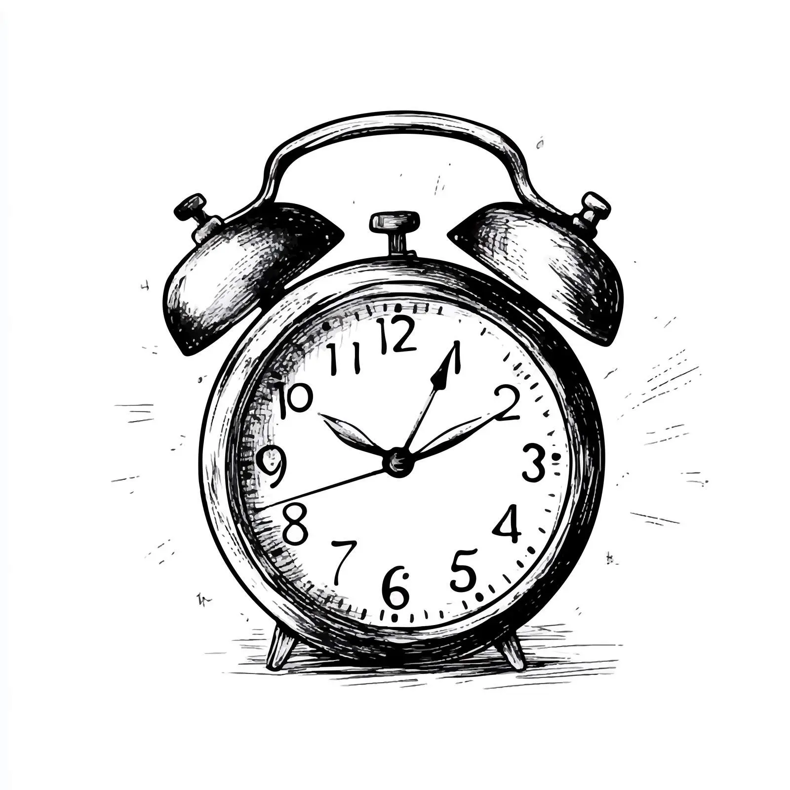 Hand Drawn Black Alarm Clock Vector Illustration — free download from Dotvec