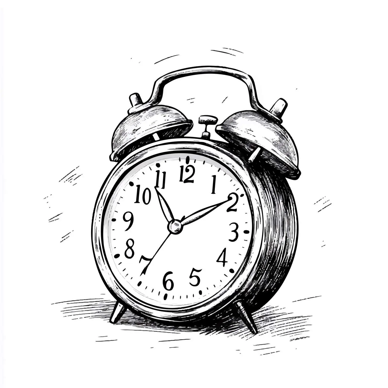 Hand-Drawn Black Alarm Clock Vector Illustration — free download from Dotvec