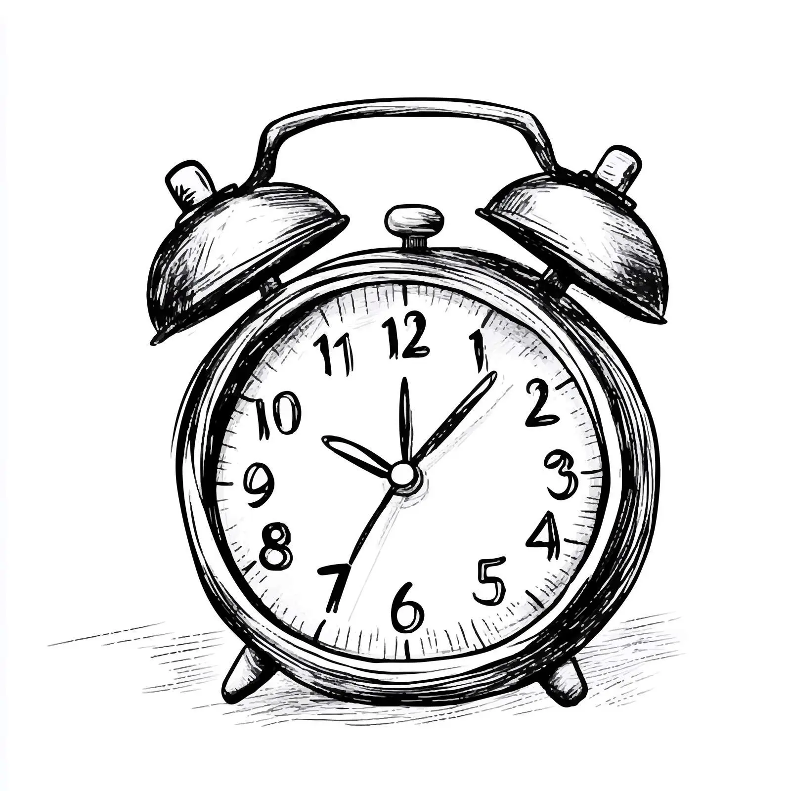 Hand-Drawn Alarm Clock Sketch on White Background — free download from Dotvec