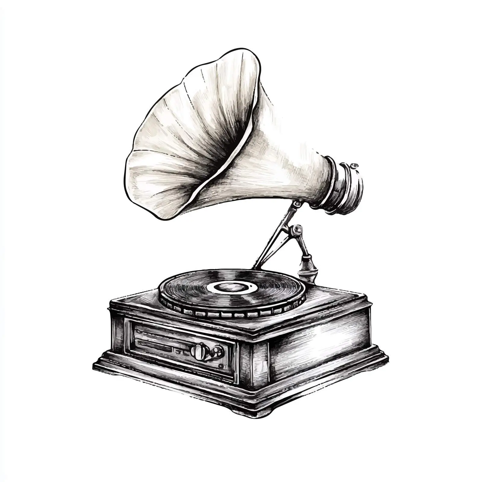 Antique Gramophone Hand-Drawn Vector Illustration — free download from Dotvec