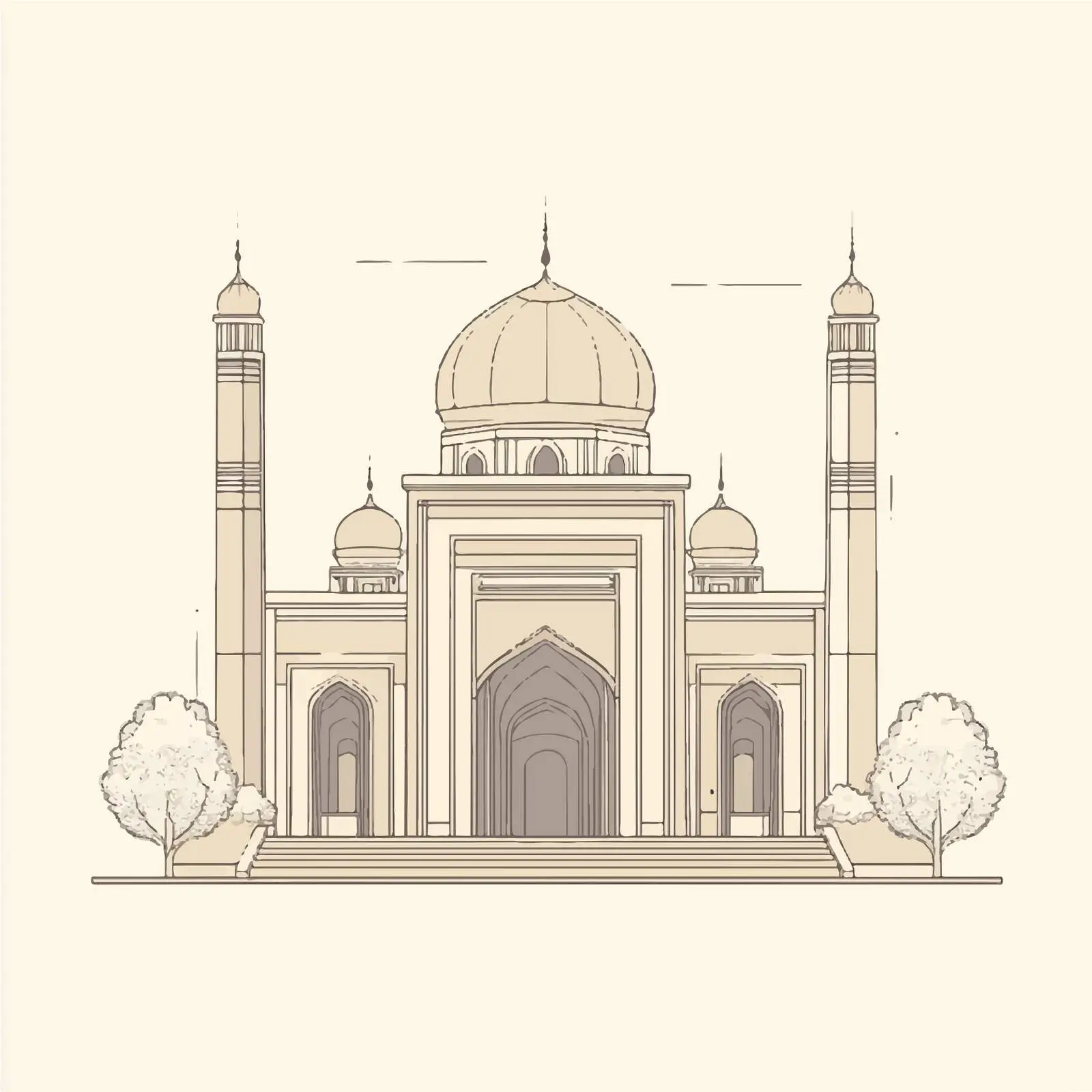 Hand-Drawn Architectural Landmark in Azerbaijan — free download from Dotvec