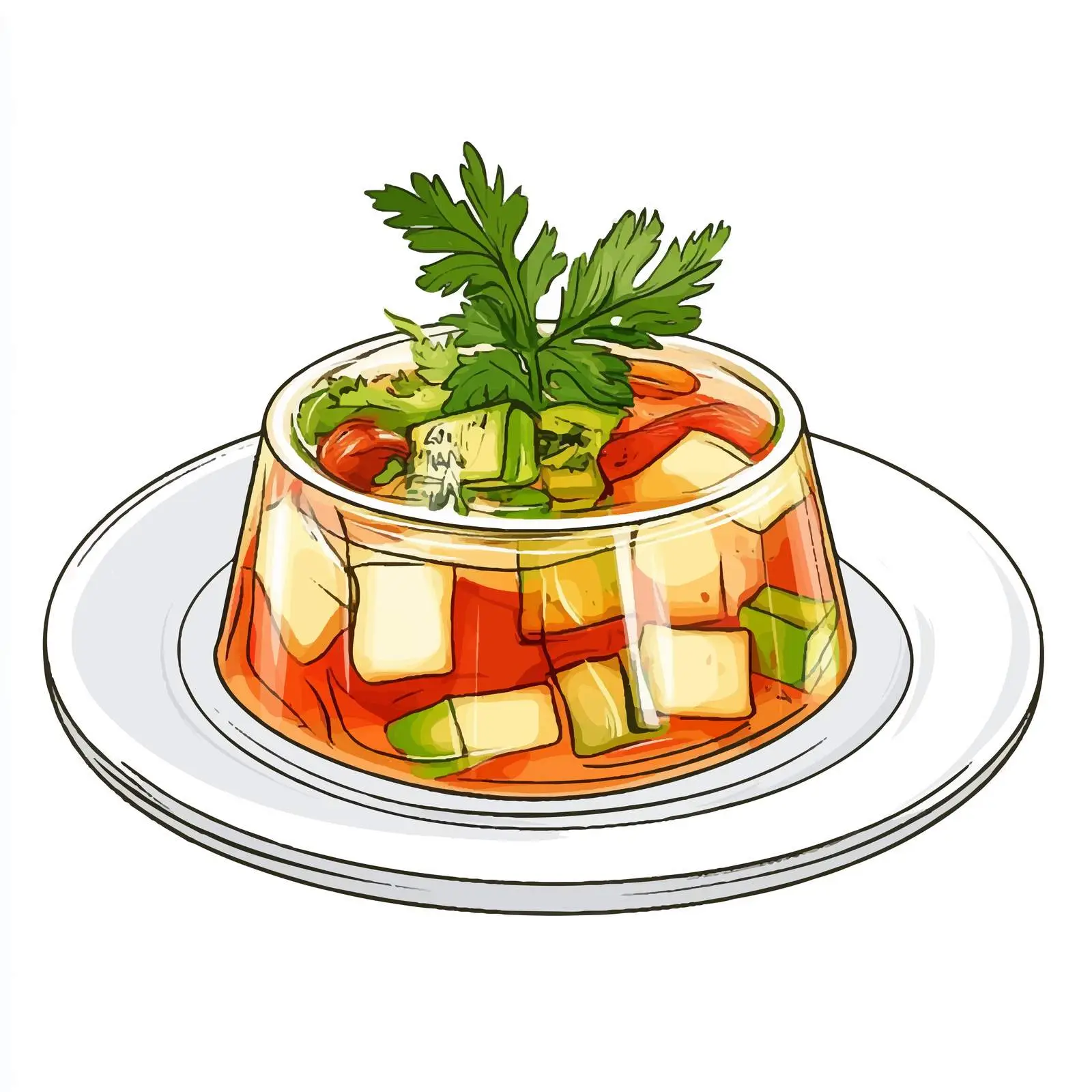 Hand-Drawn Aspic Gelatin Dish Illustration — free download from Dotvec