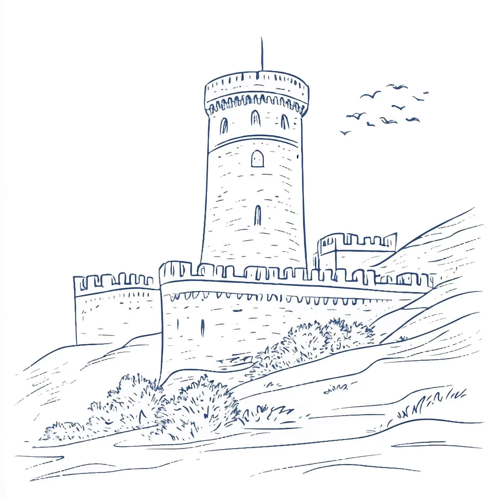 Azerbaijan National Architectural Landmark Sketch — free download from Dotvec