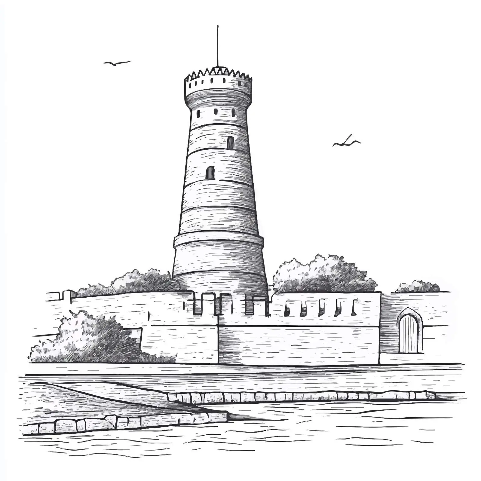 Hand-drawn Sketch of Azerbaijan Architecture — free download from Dotvec