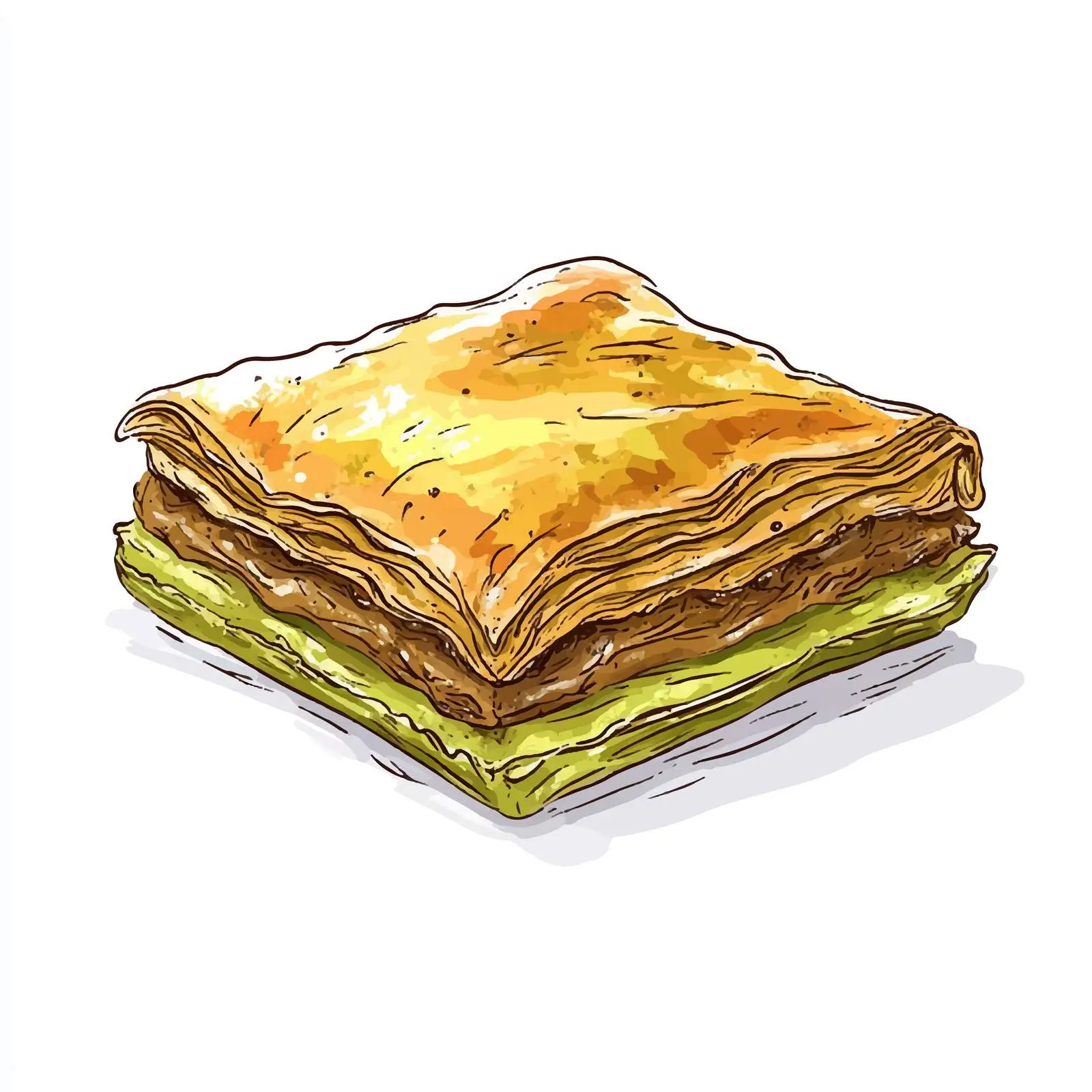 Hand-Drawn Sketch of Azerbaijani Pakhlava Pastry — free download from Dotvec