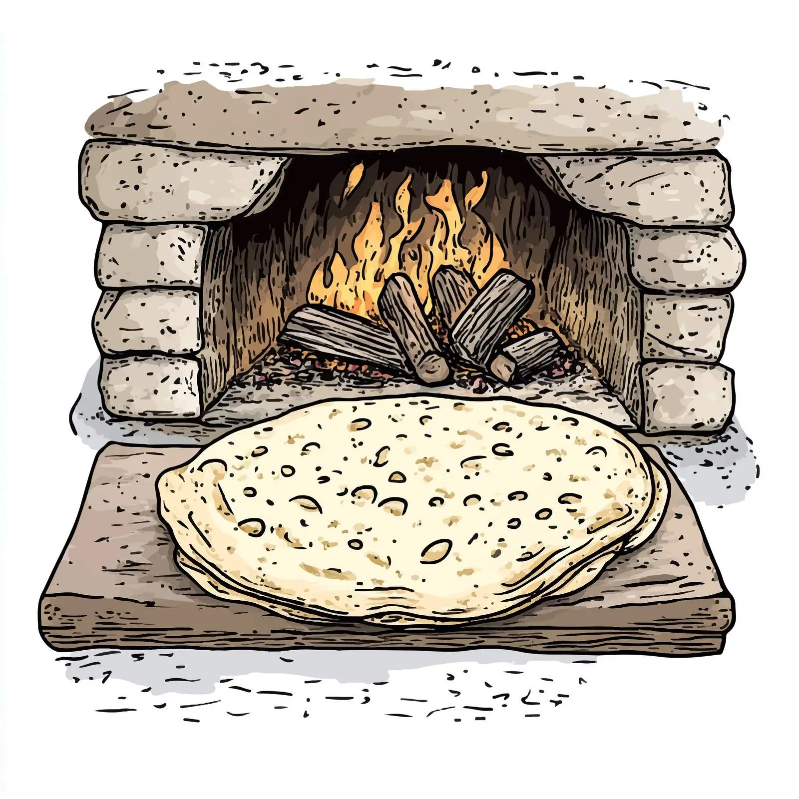Hand-Drawn Sketch of Azerbaijani Tandir Bread — free download from Dotvec