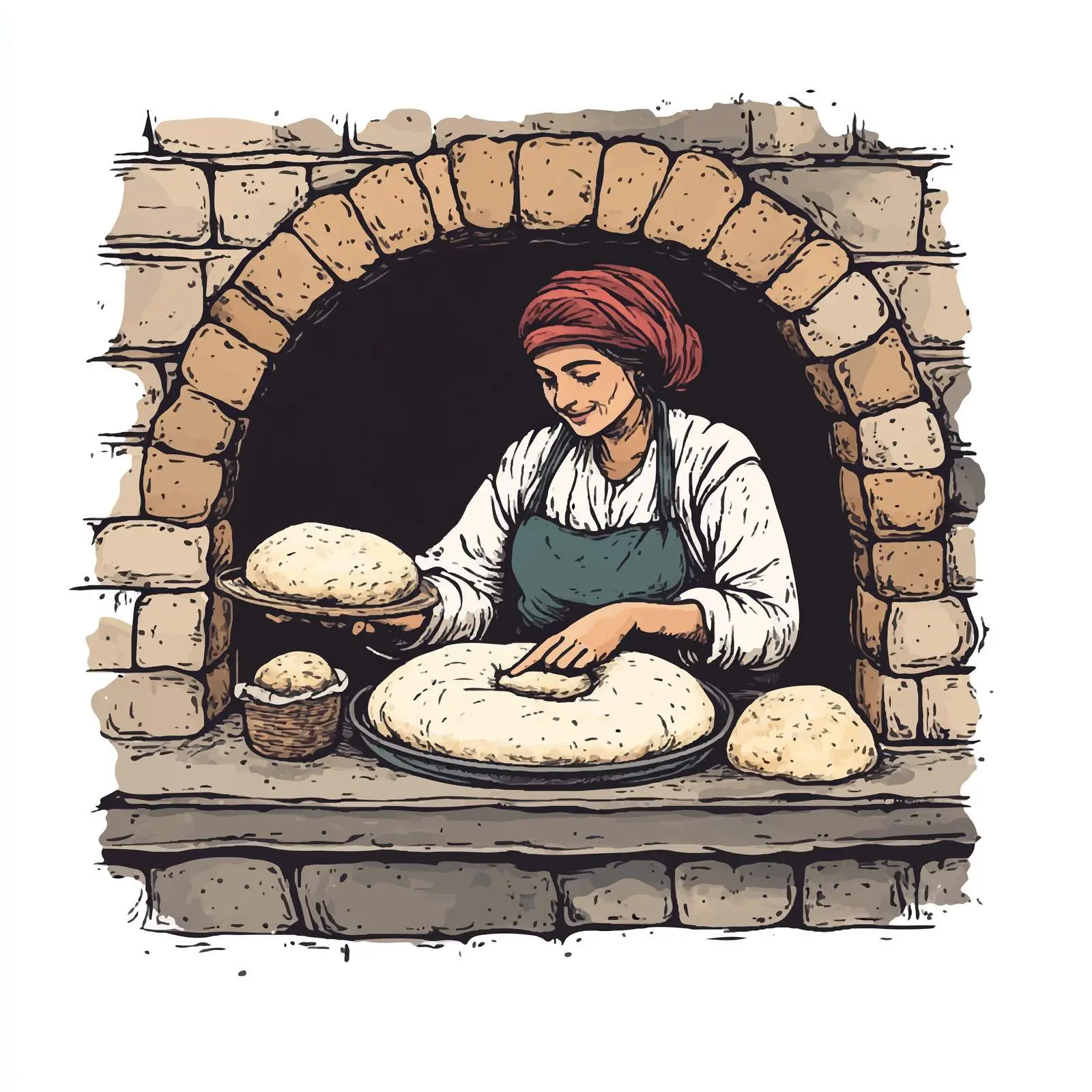 Azeri Woman Making Traditional Tandir Bread — free download from Dotvec
