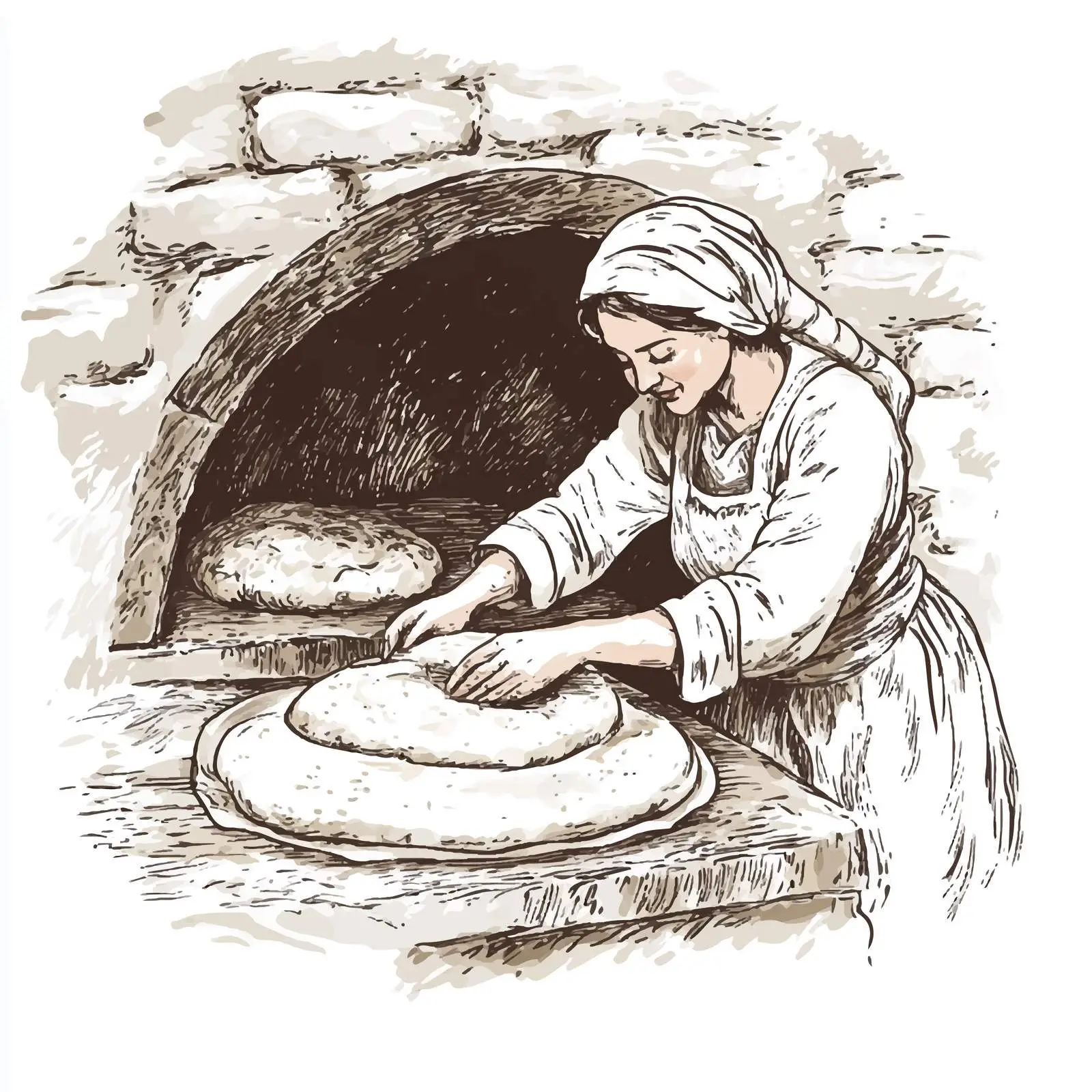 Azeri Woman Baking Traditional Tandir Bread — free download from Dotvec