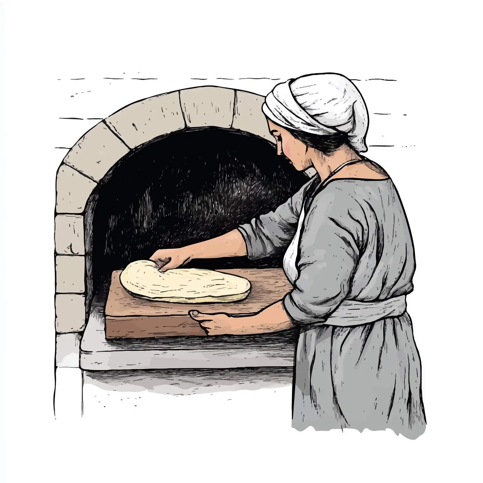 Azeri Woman Baking Traditional Tandir Bread — free download from Dotvec