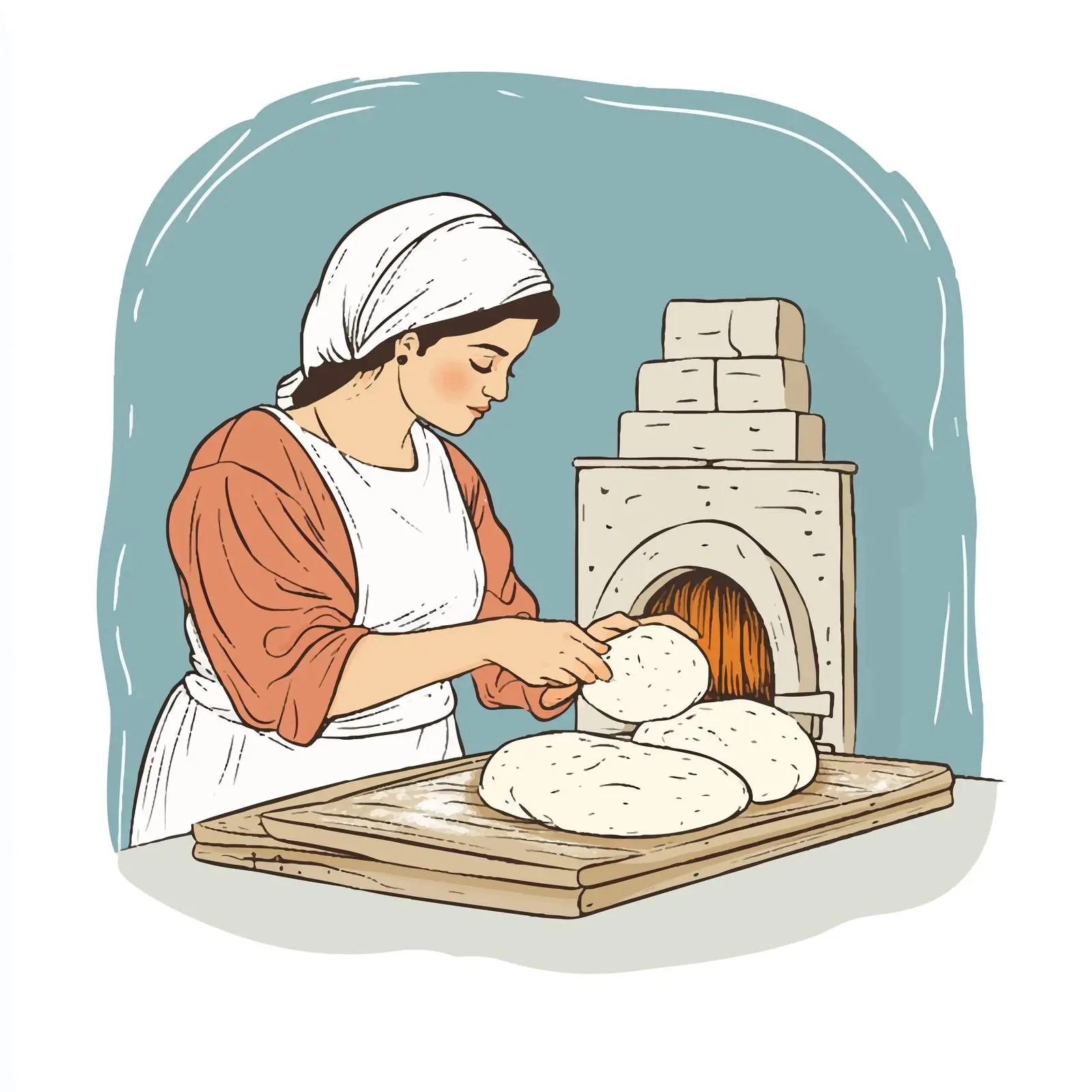 Azeri Woman Making Traditional Tandir Bread — free download from Dotvec