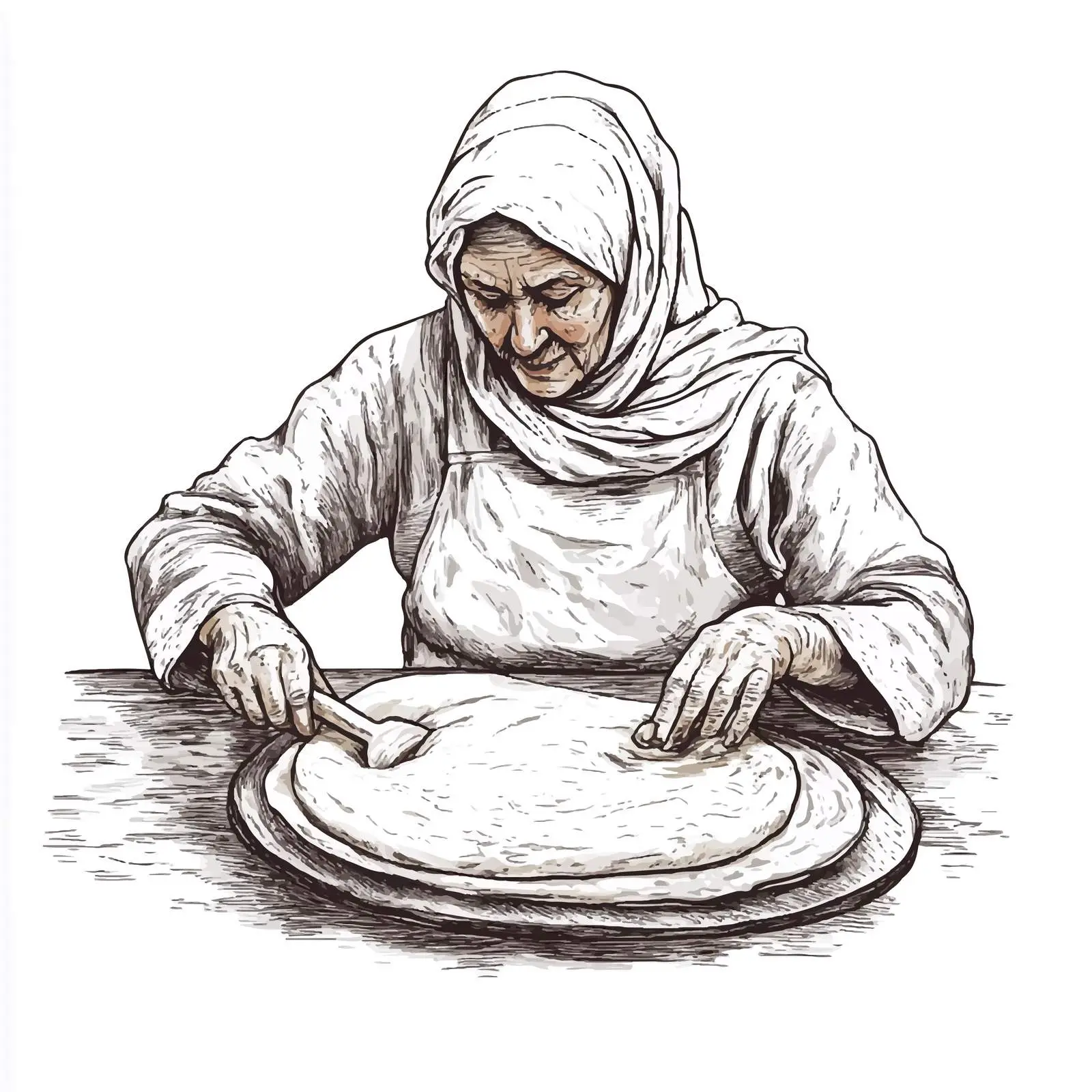 Azeri Woman Making Traditional Tandir Bread — free download from Dotvec