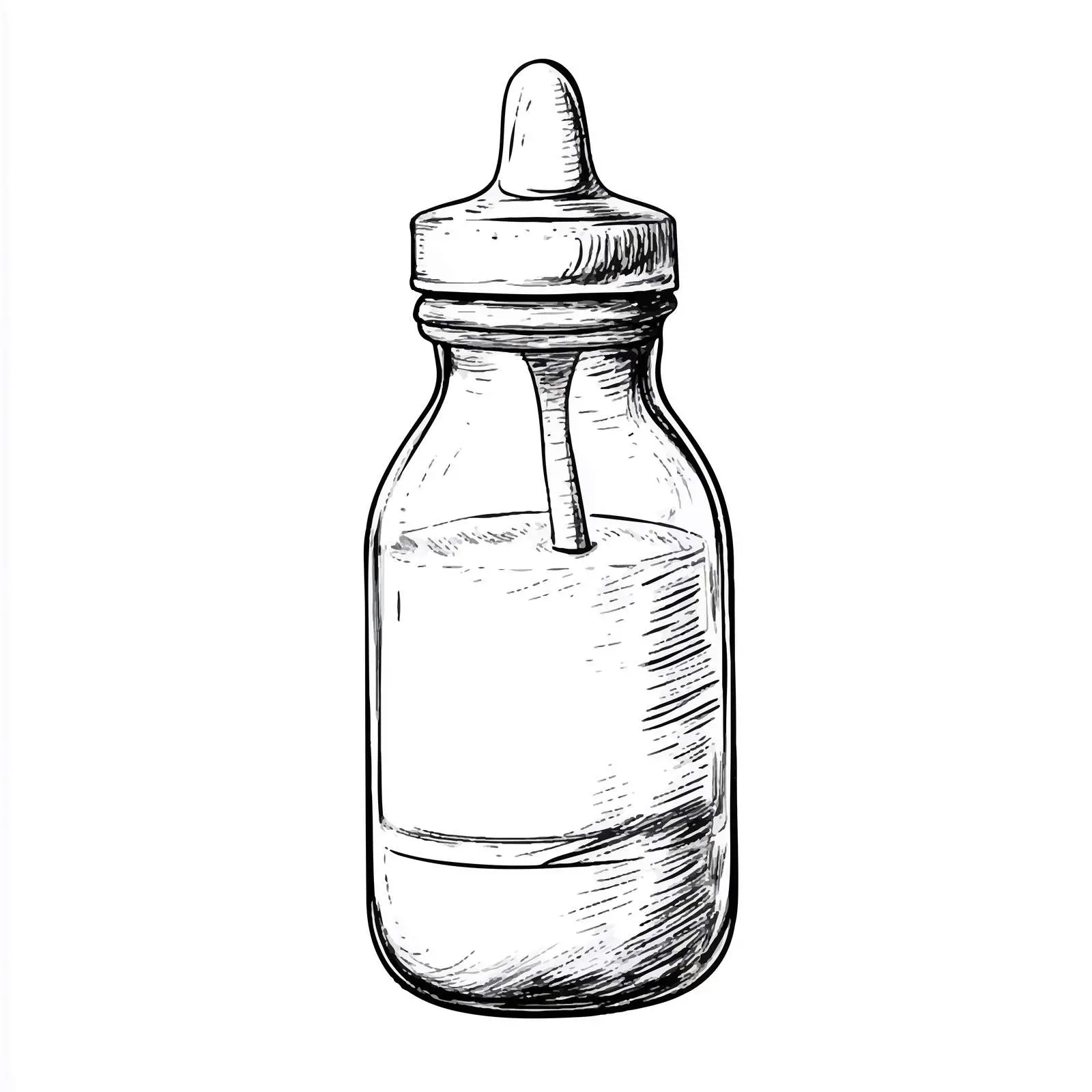 Hand-Drawn Baby Milk Bottle and Pacifier Sketch — free download from Dotvec