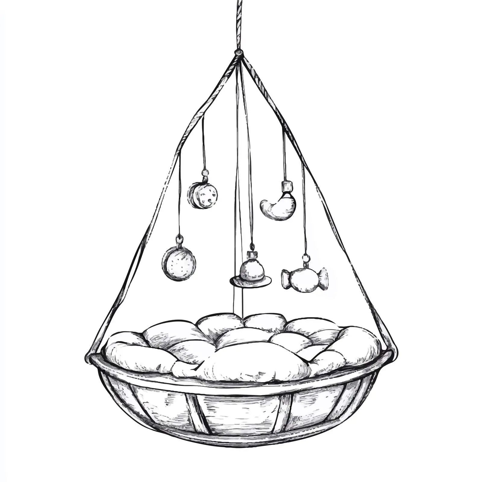 Hand-Drawn Carousel Rattle Sketch for Nursery Decor — free download from Dotvec