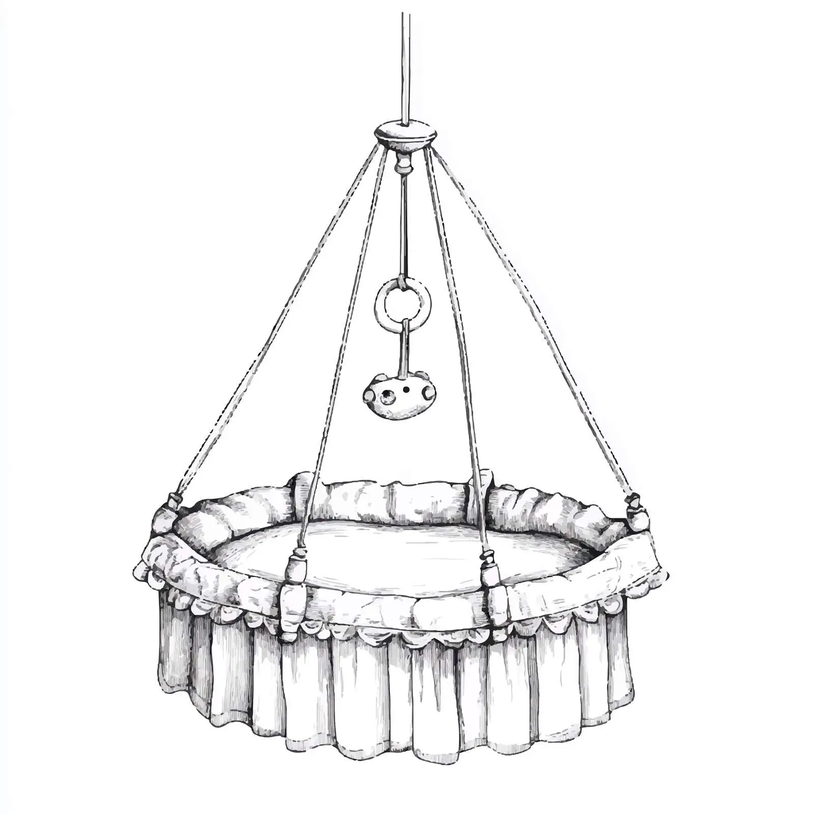 Hand Drawn Bed Carousel Rattle Illustration — free download from Dotvec