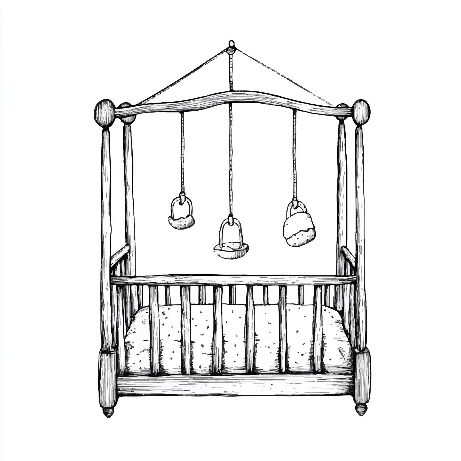 Hand-Drawn Bed Carousel Rattle Illustration — free download from Dotvec