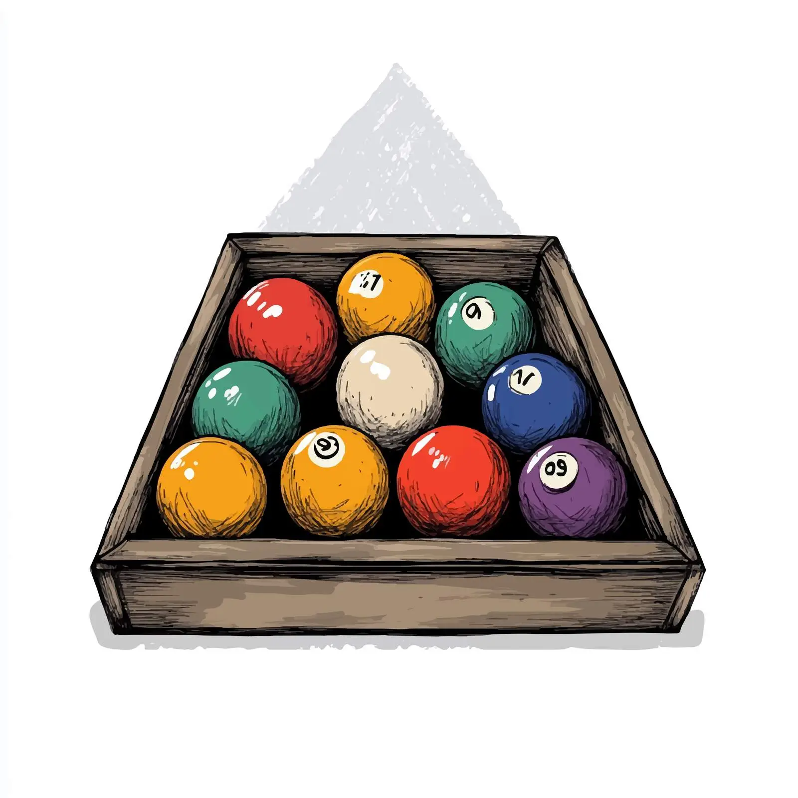 Hand Drawn Billiard Balls in Triangle Rack — free download from Dotvec
