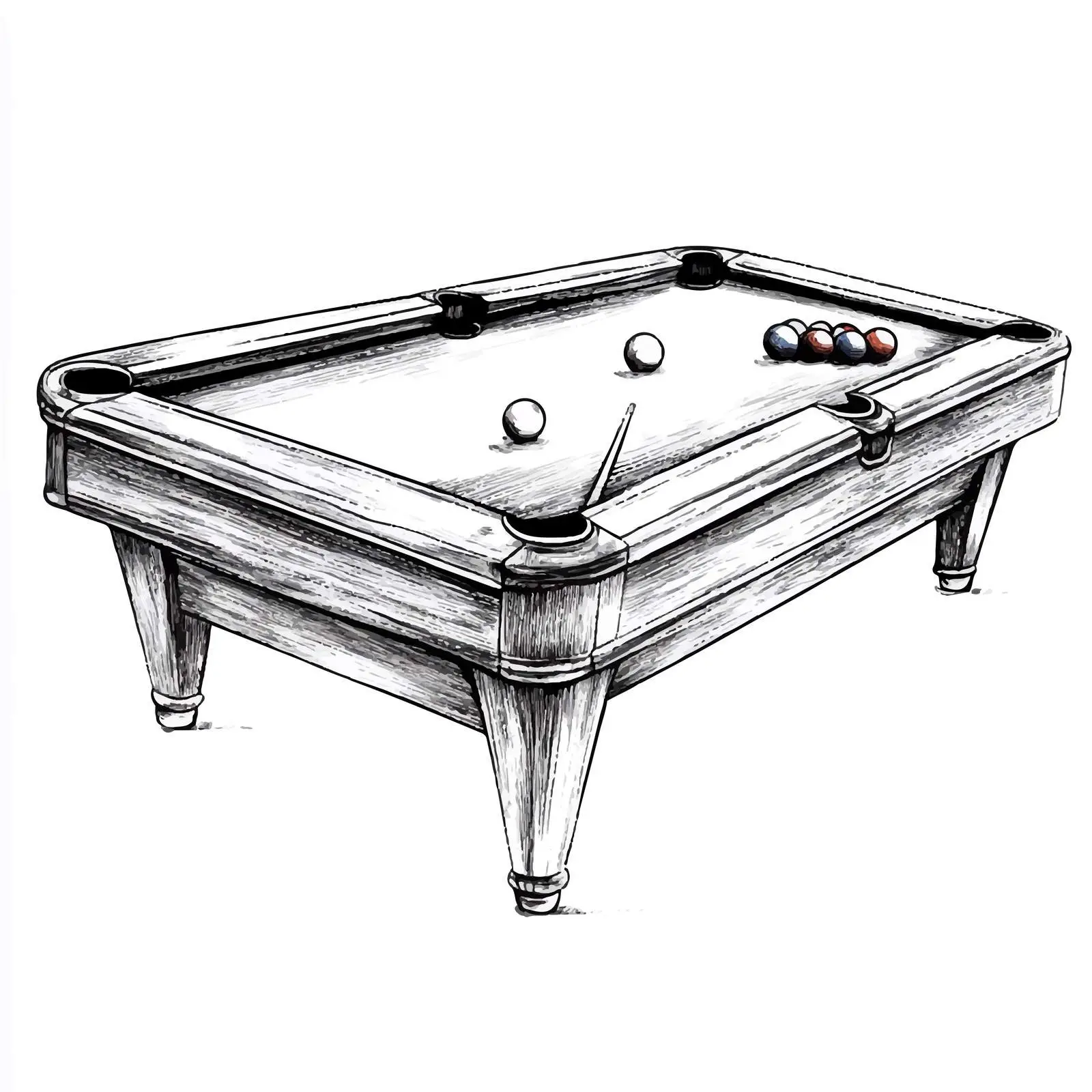 Hand-Drawn Billiard Table Sketch on White Background — free download from Dotvec