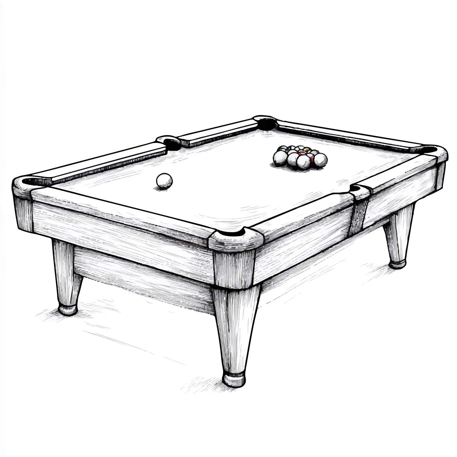 Hand-Drawn Billiard Table Sketch Illustration — free download from Dotvec
