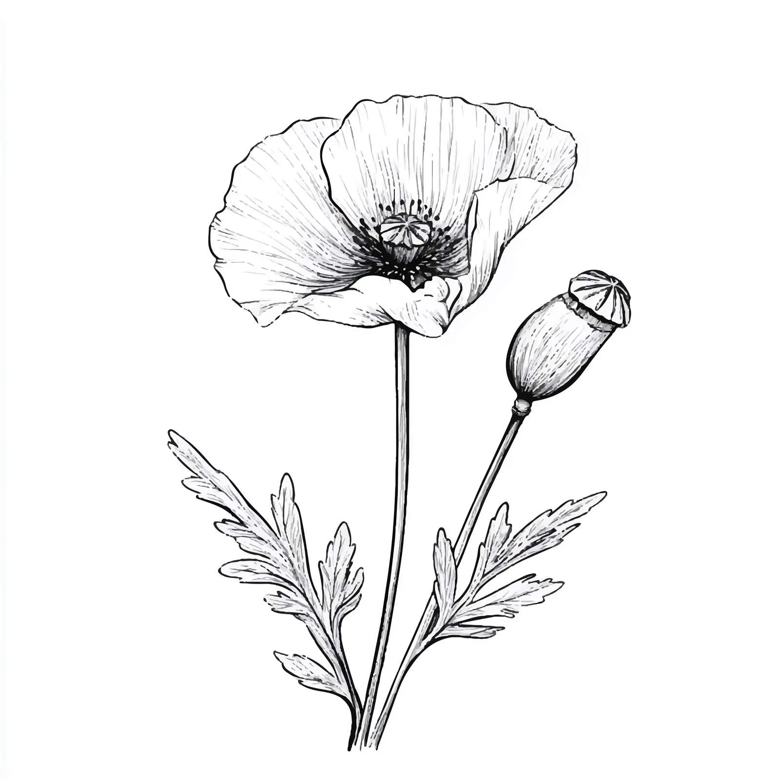 Hand Drawn Blooming Poppy Flower Sketch Vector — free download from Dotvec