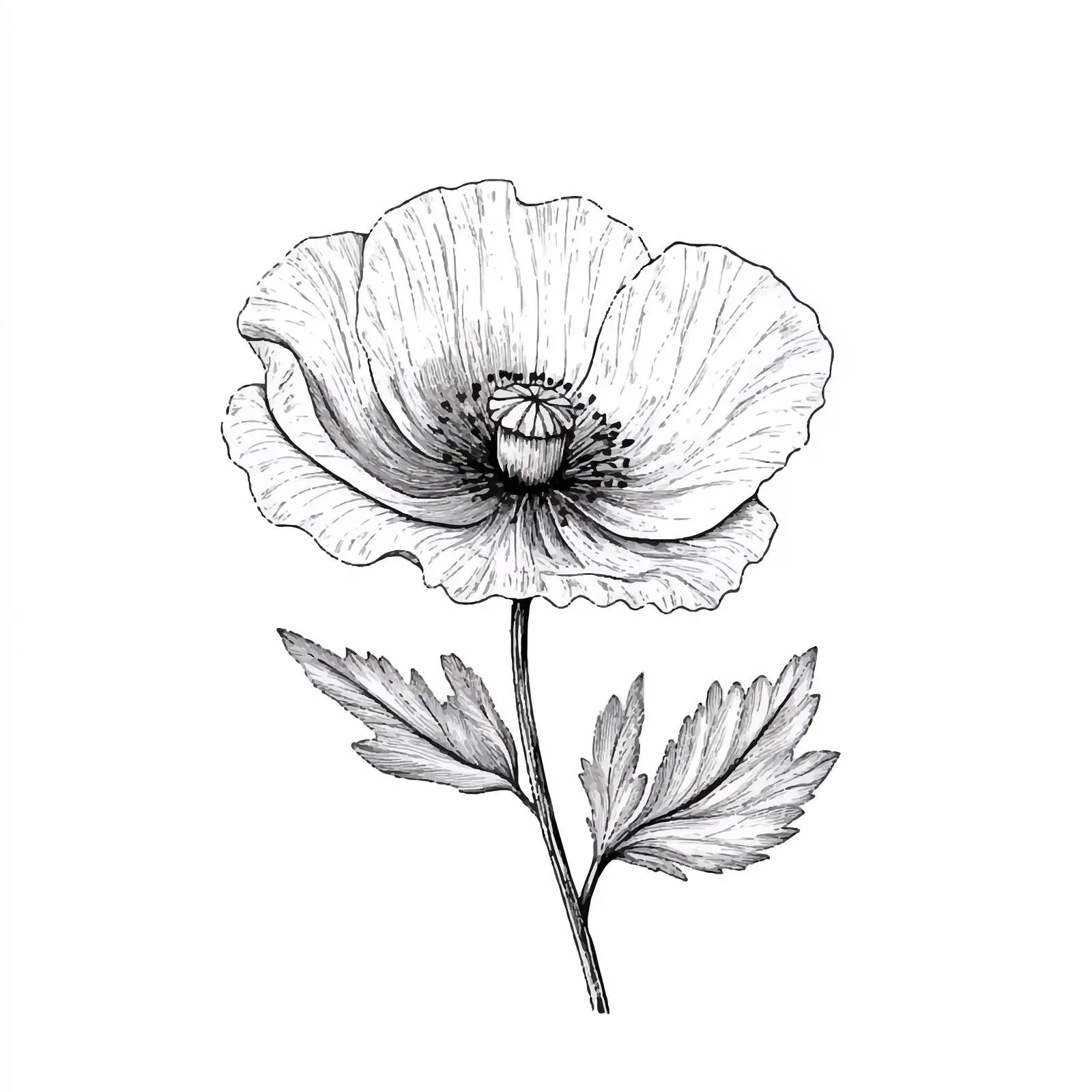 Hand-Drawn Blooming Poppy Flower Illustration — free download from Dotvec