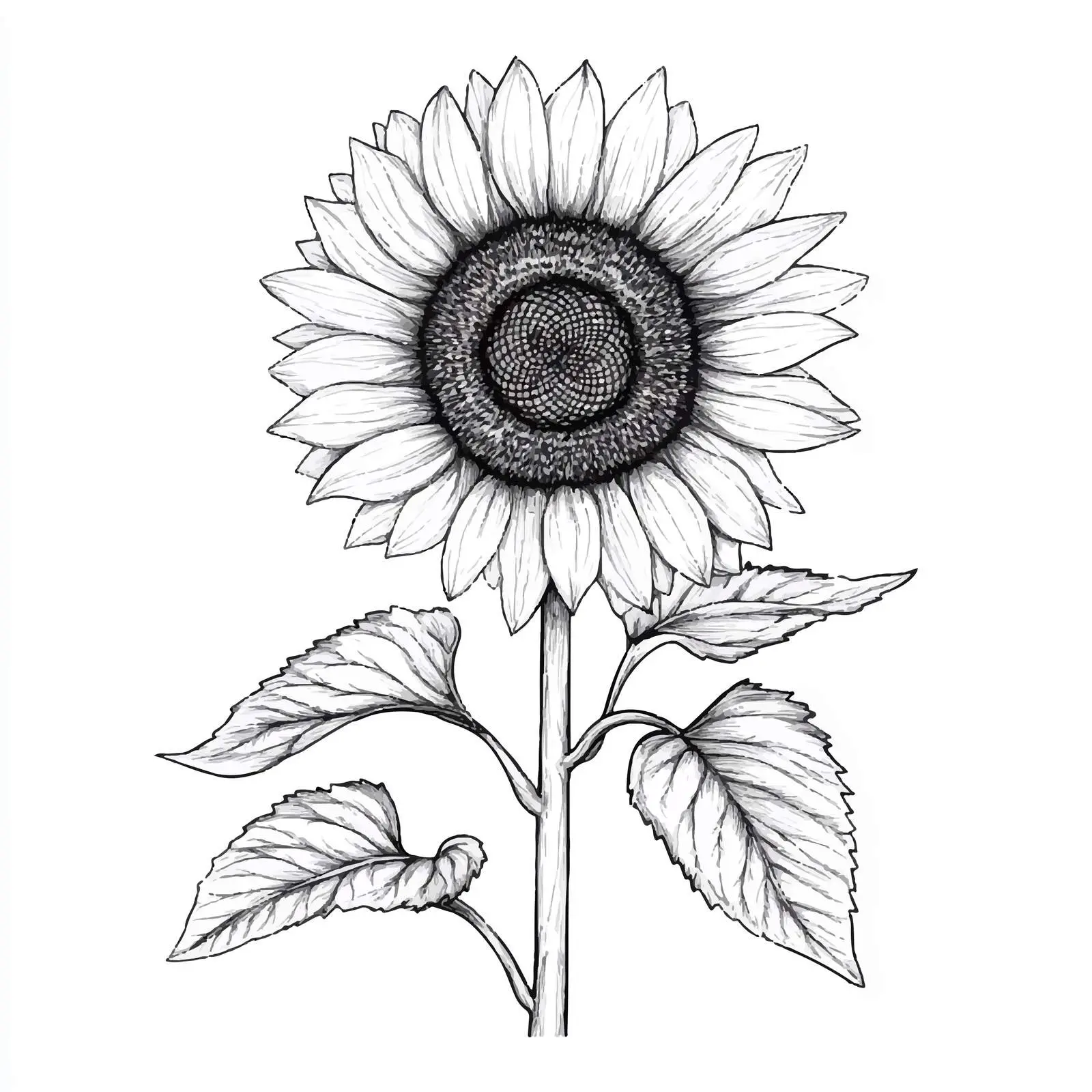 Hand-Drawn Sunflower Sketch on White Background — free download from Dotvec