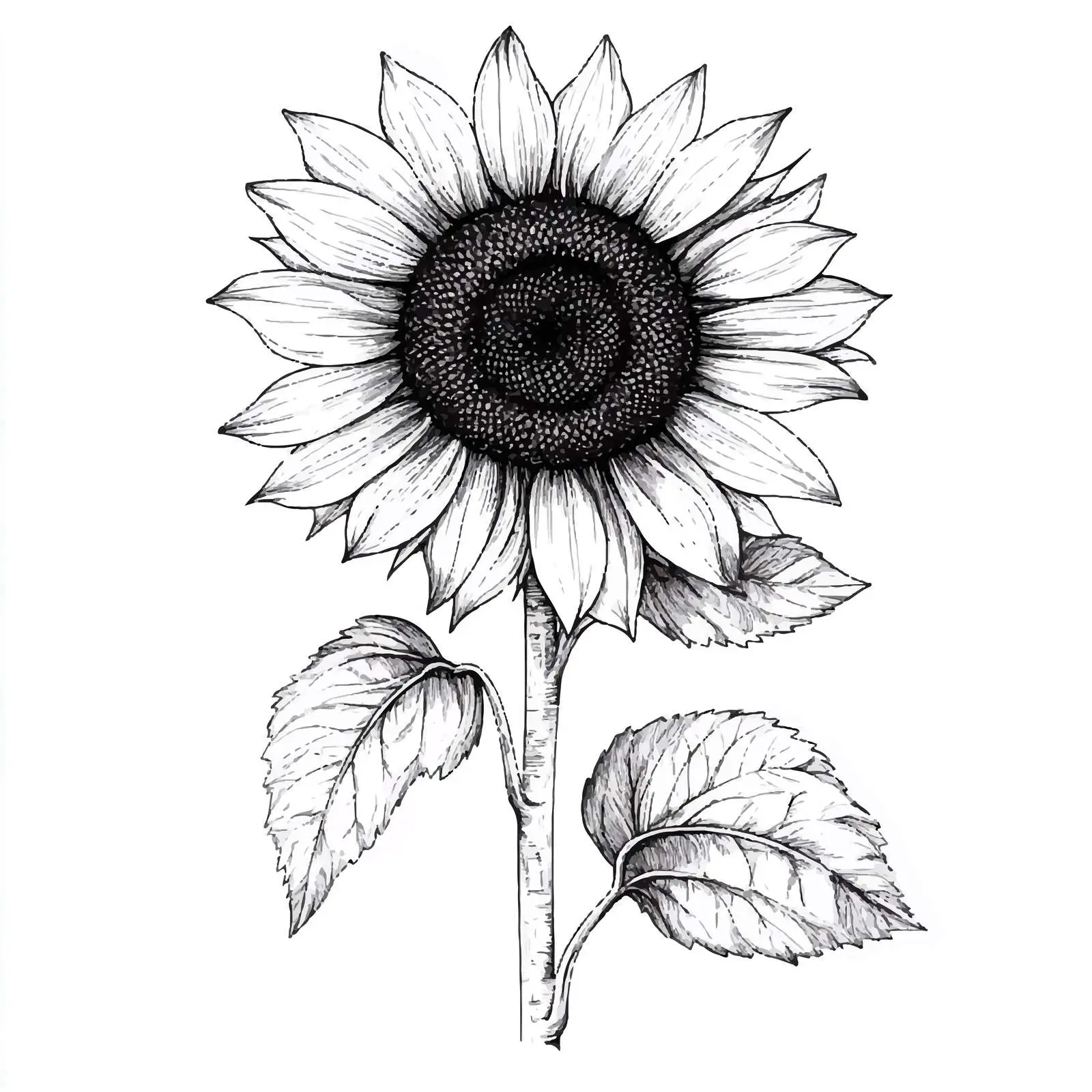 Hand-Drawn Blooming Sunflower Sketch on White — free download from Dotvec