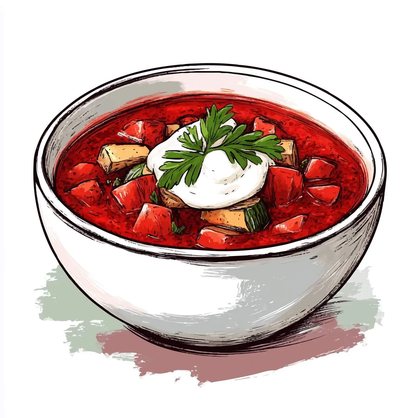Hand-Drawn Borscht with Sour Cream Illustration — free download from Dotvec