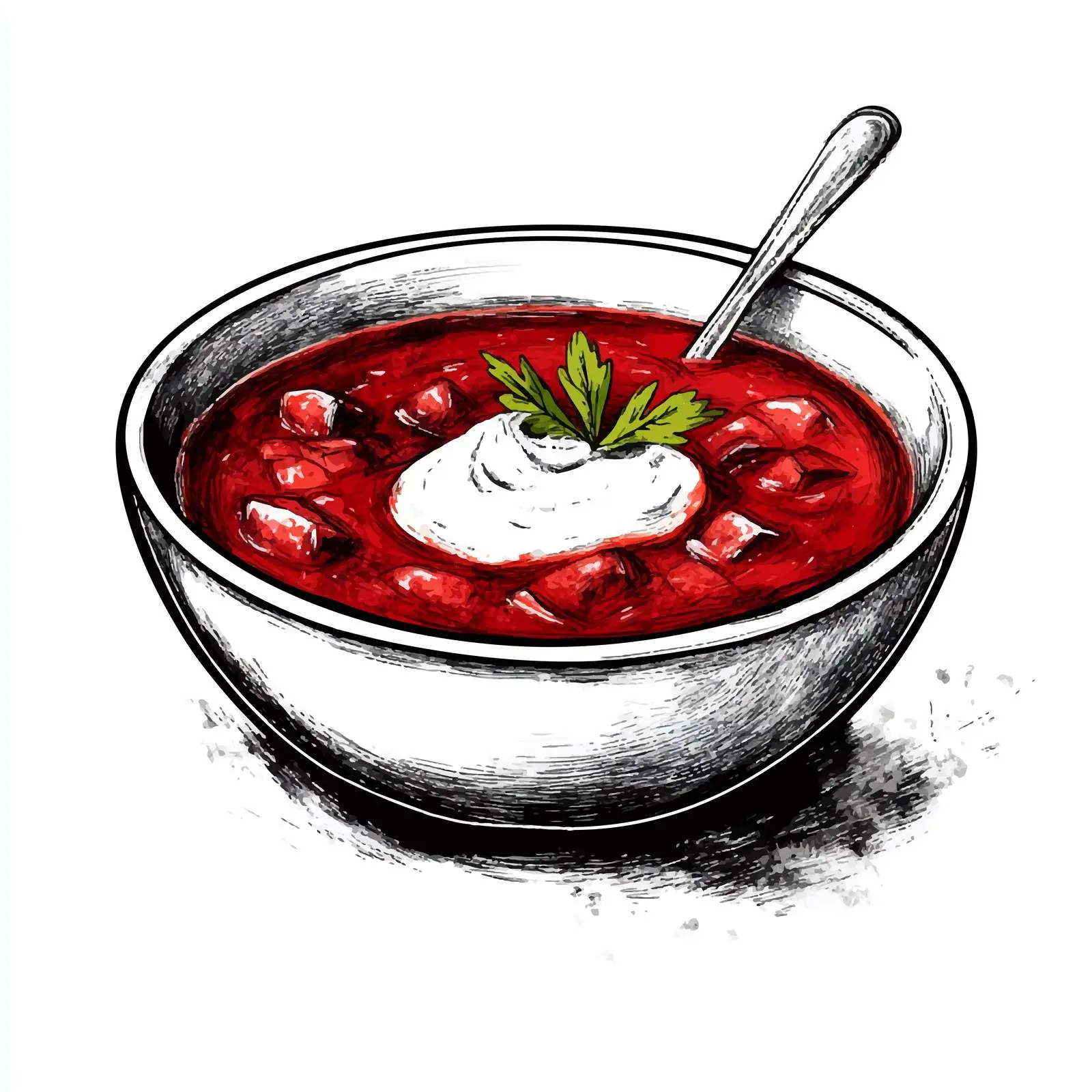 Hand-Drawn Borscht with Sour Cream Illustration — free download from Dotvec