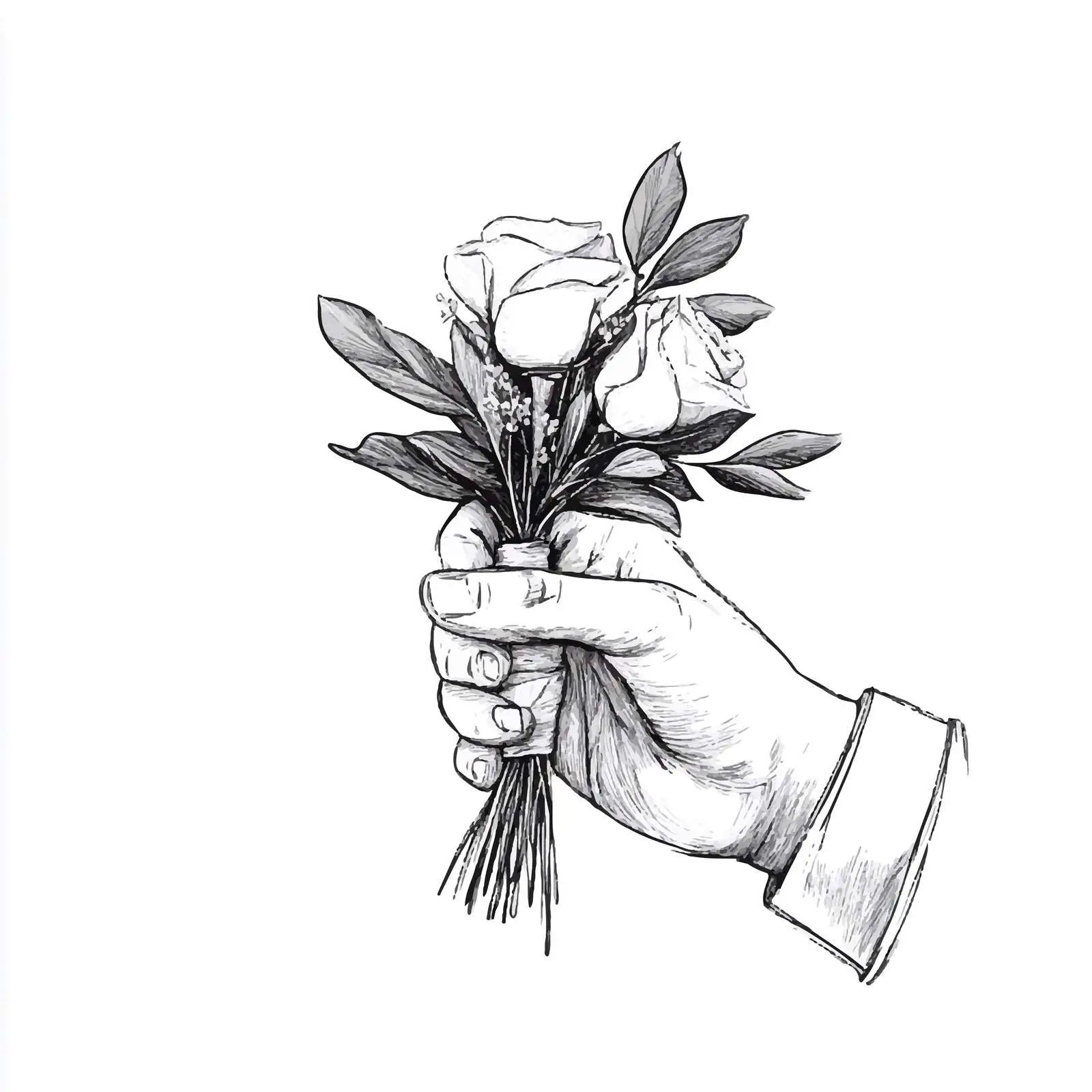 Hand-Drawn Boutonniere Sketch on White Background — free download from Dotvec