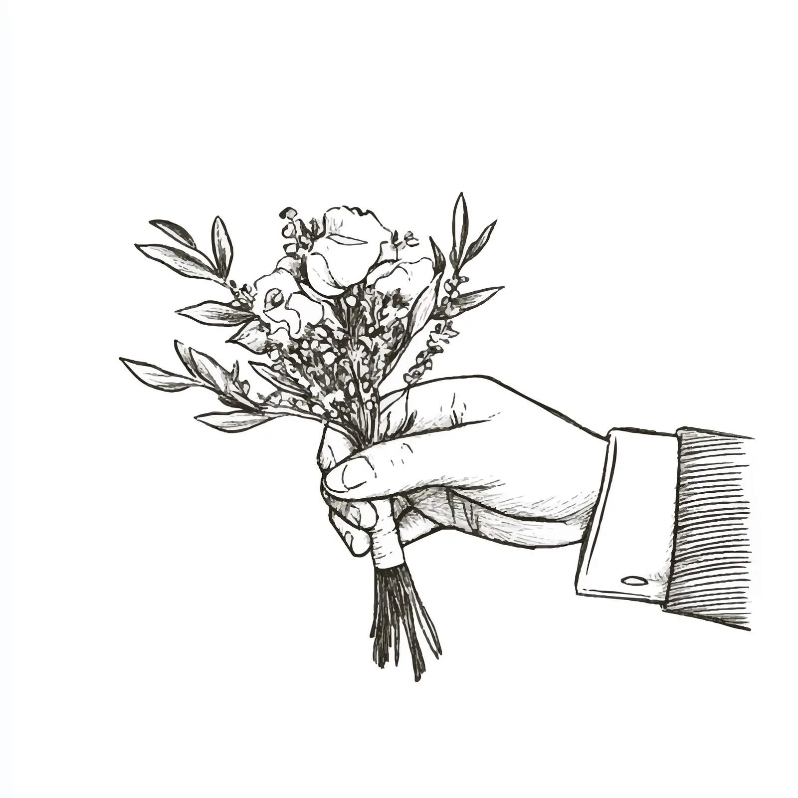 Hand-Drawn Boutonniere on White Background — free download from Dotvec