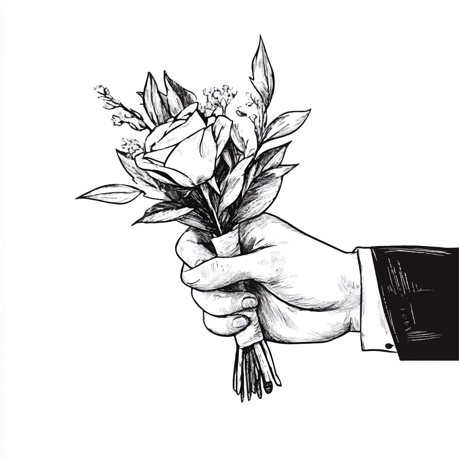 Hand-Drawn Boutonniere Sketch on White Background — free download from Dotvec