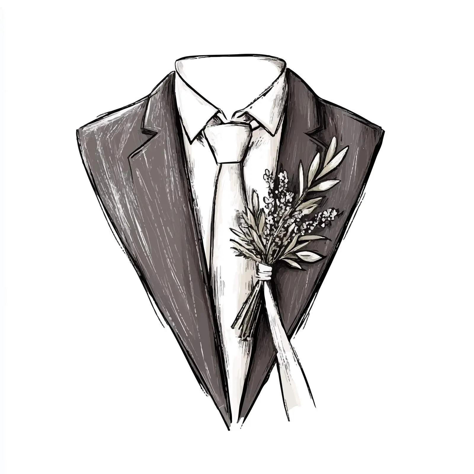 Hand-Drawn Boutonniere on Man's Suit — free download from Dotvec