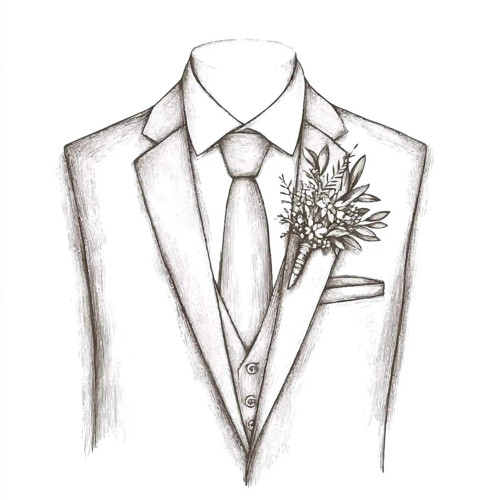 Hand-Drawn Boutonniere on Men's Suit – free tuxedo image from Dotvec