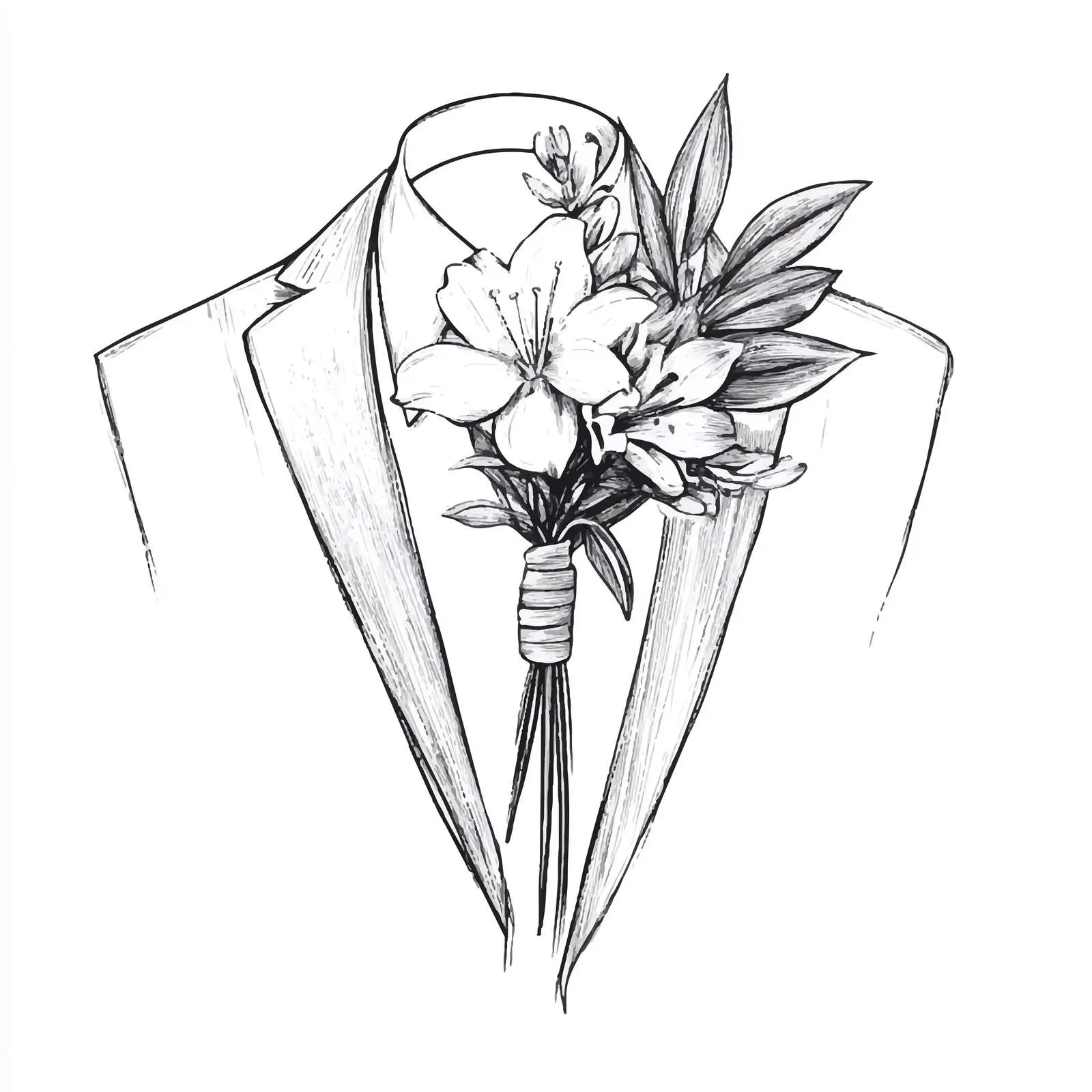 Hand Drawn Boutonniere on Man's Suit — free download from Dotvec