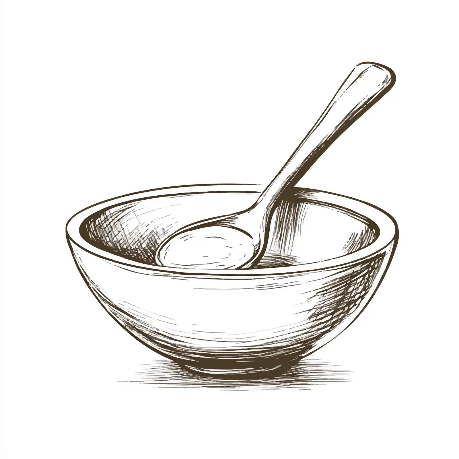 Hand-Drawn Sketch of Bowl and Spoon – free waxing image from Dotvec