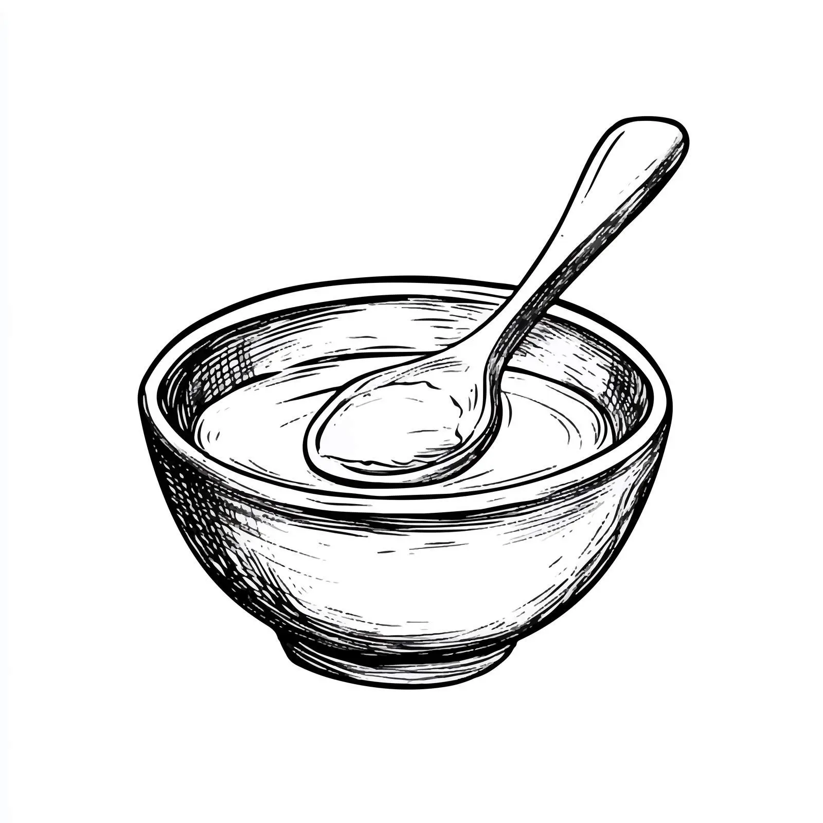 Hand-Drawn Bowl and Spoon Sketch for Waxing – free waxing image from Dotvec